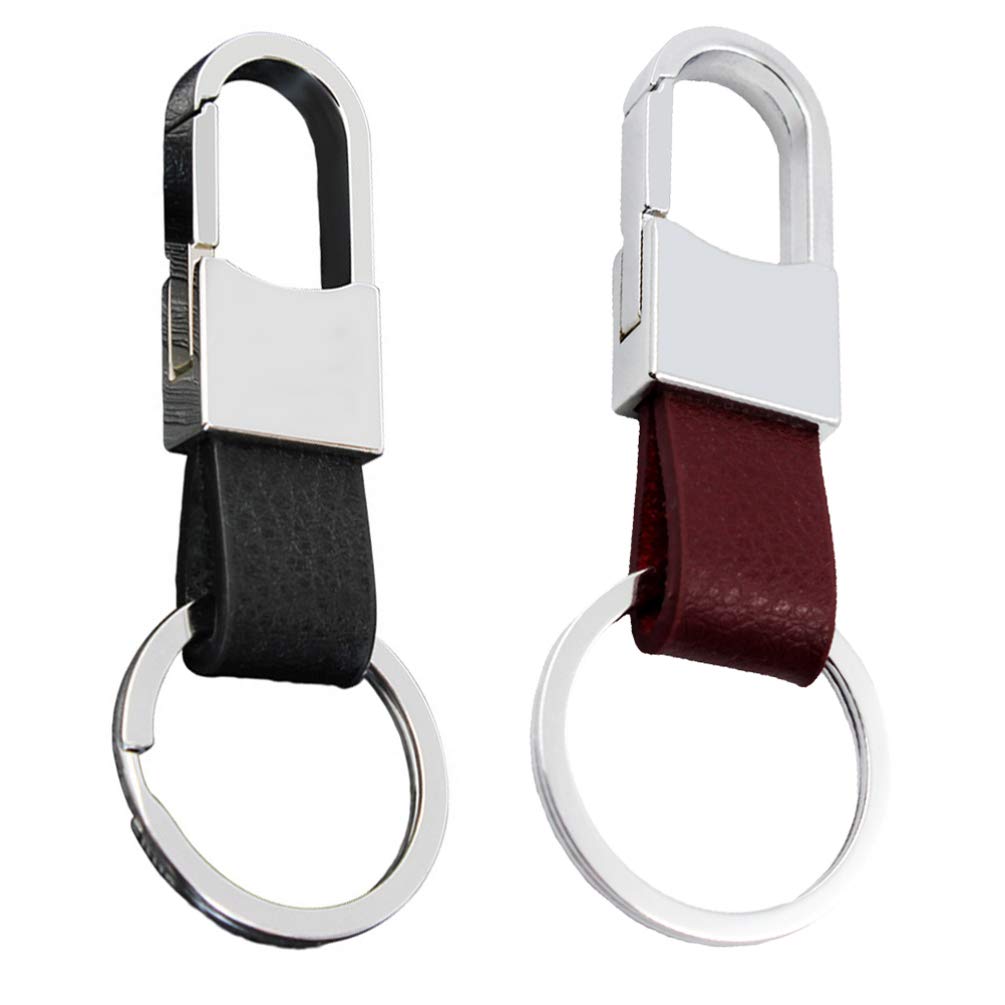 Premium Leather Keychain Set for Men & Women - 2pcs Car Key Ring, Key Fob Holder with Belt Clip - Durable Key Accessories for Daily Use, Office, Travel & Outdoor Activities