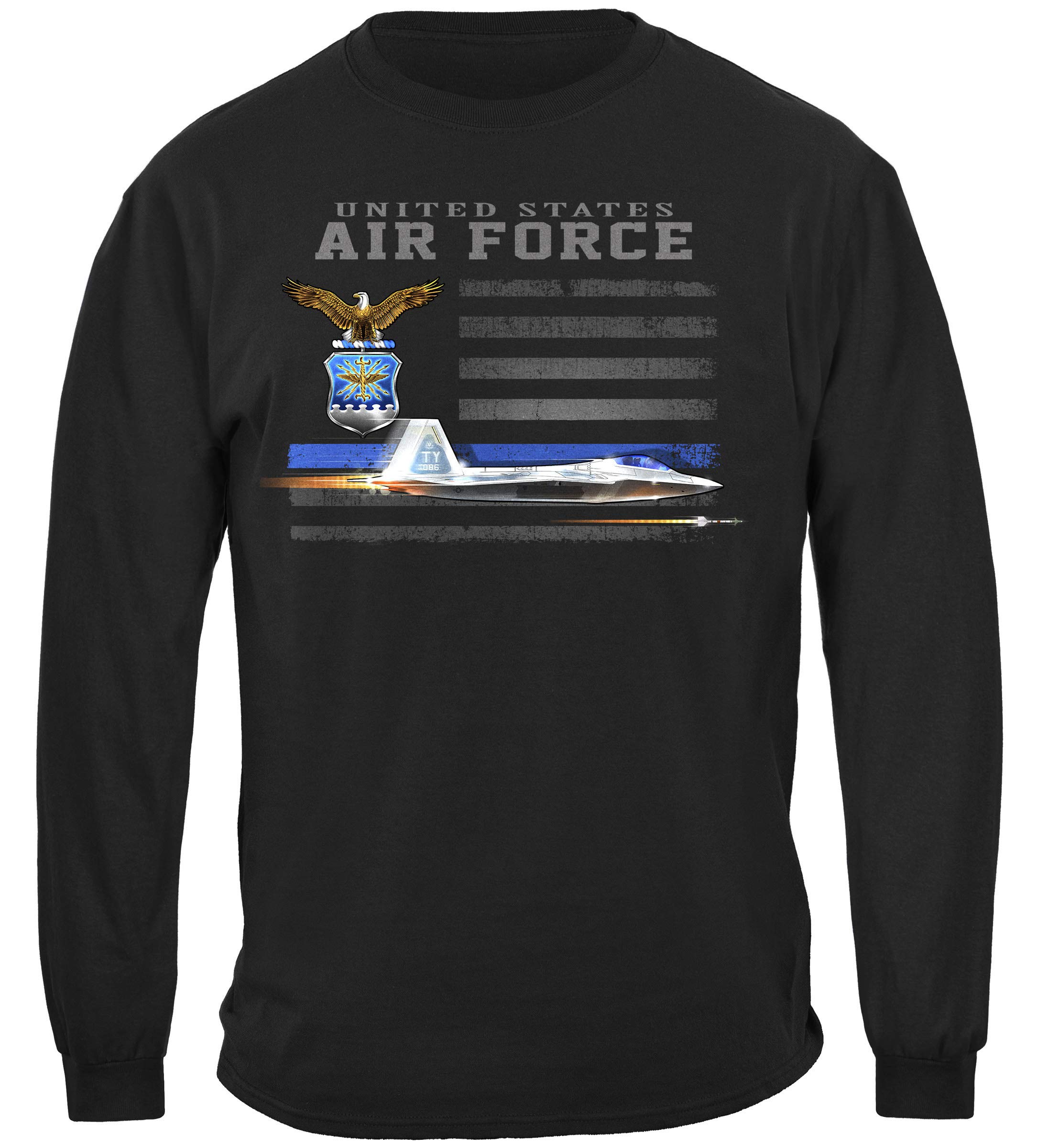 Erazor Bits Air Force Shirt - Men's Long Sleeve Military T-Shirt - Black Medium - Perfect for Veterans Day, Military Appreciation & Casual Wear
