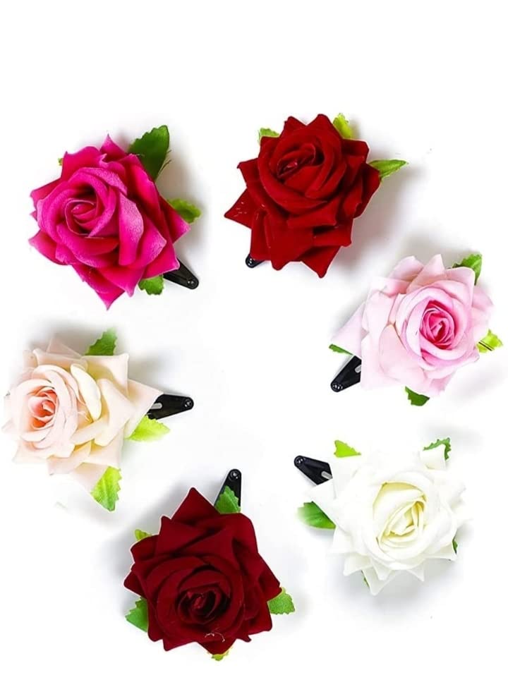 Elegant Rose Hair Clips for Women & Girls - Multicolor Hair Accessories for Party, Wedding & Everyday Use