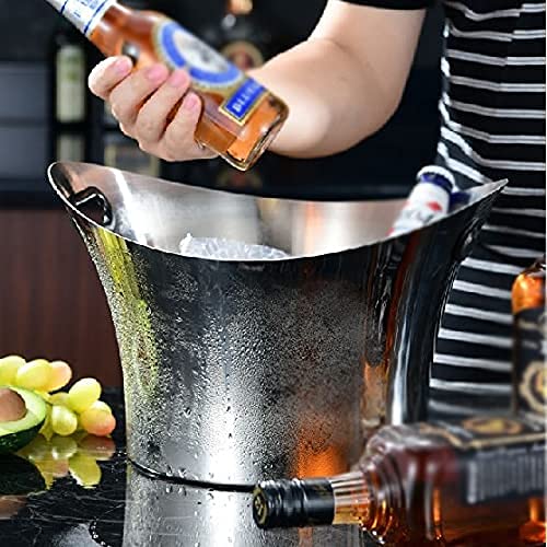 Premium Stainless Steel Ice Punch Bucket - Wine & Beer Cooler, Champagne Chiller for Parties, KTV, Bars & Home Entertaining - Keeps Drinks Cold for Hours