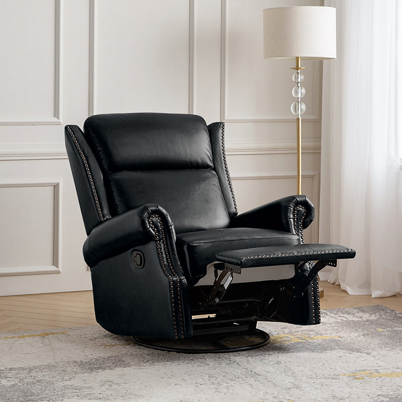 Martina Genuine Leather Manual Swivel Glider Recliner Chair - Comfortable Living Room Seating for Relaxing, Reading & Nursing