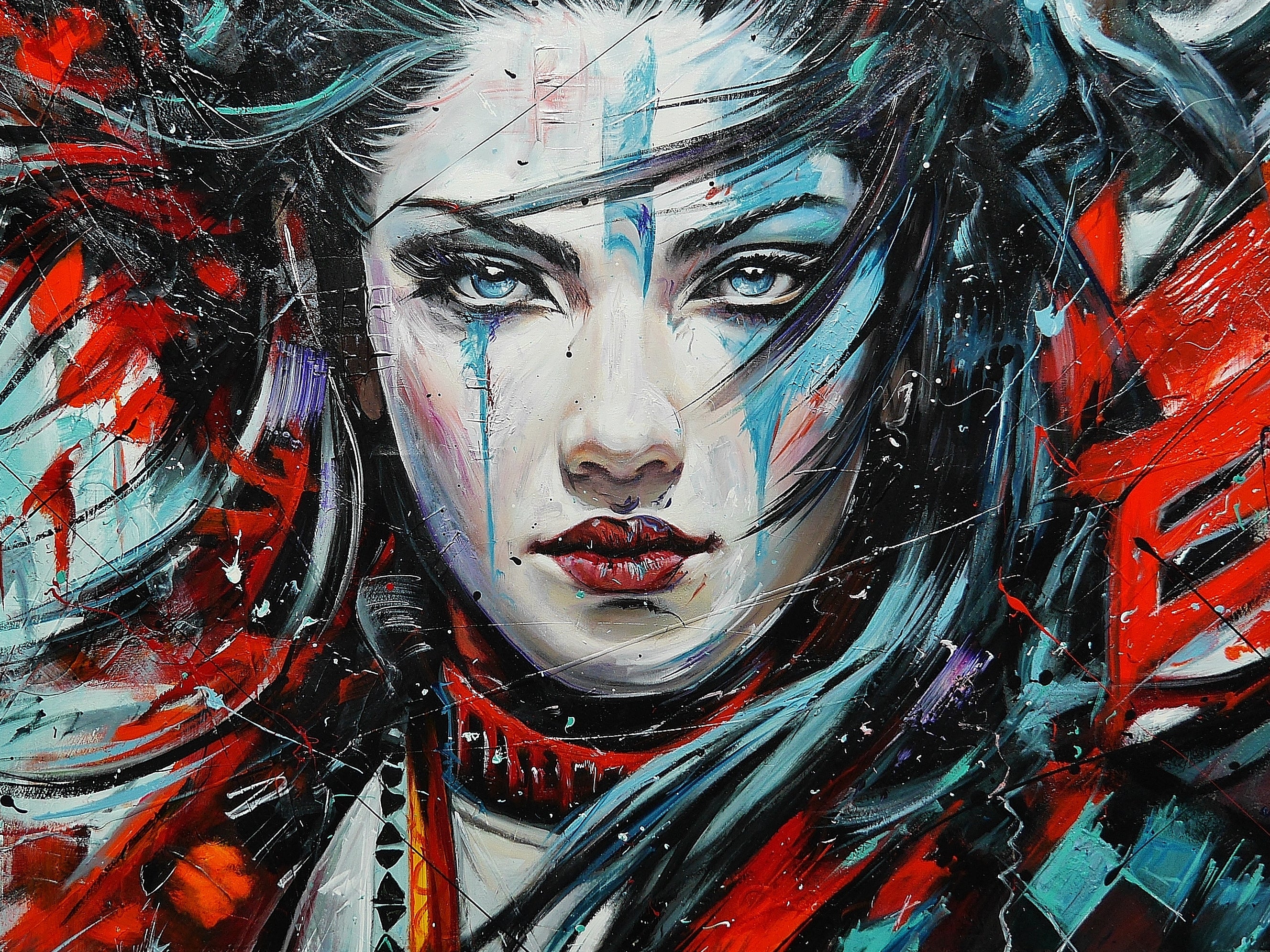 Brave and Beautiful Abstract Realism Textured Framed Painting - 190cm x 100cm - Mahou Sourcery Artwork - Perfect for Living Room, Bedroom or Office Wall Decor