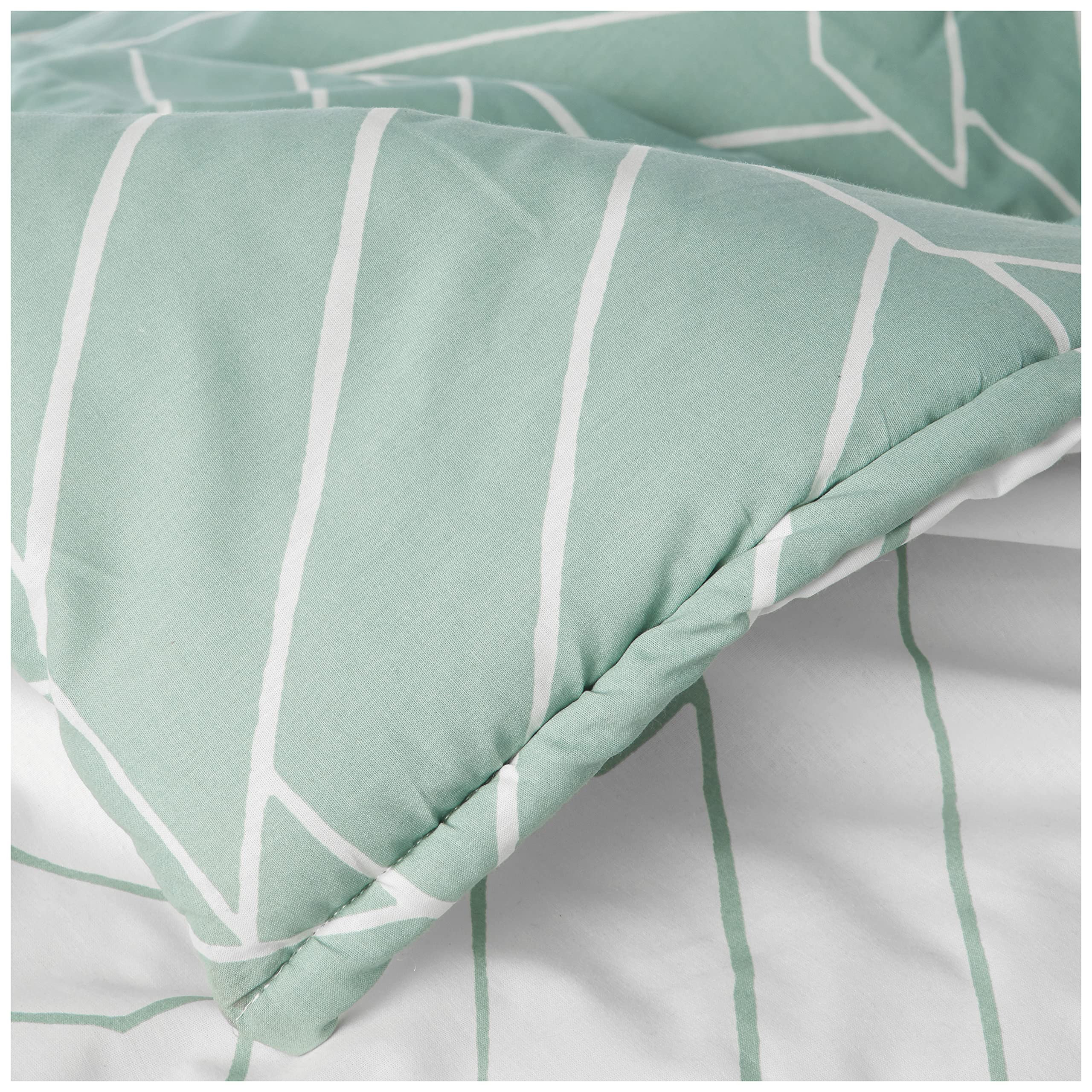 King Size Reversible Cotton Comforter Set with Matching Shams - Modern Ceres Mint Bedding Collection | Perfect for Master Bedroom & Guest Room Decor