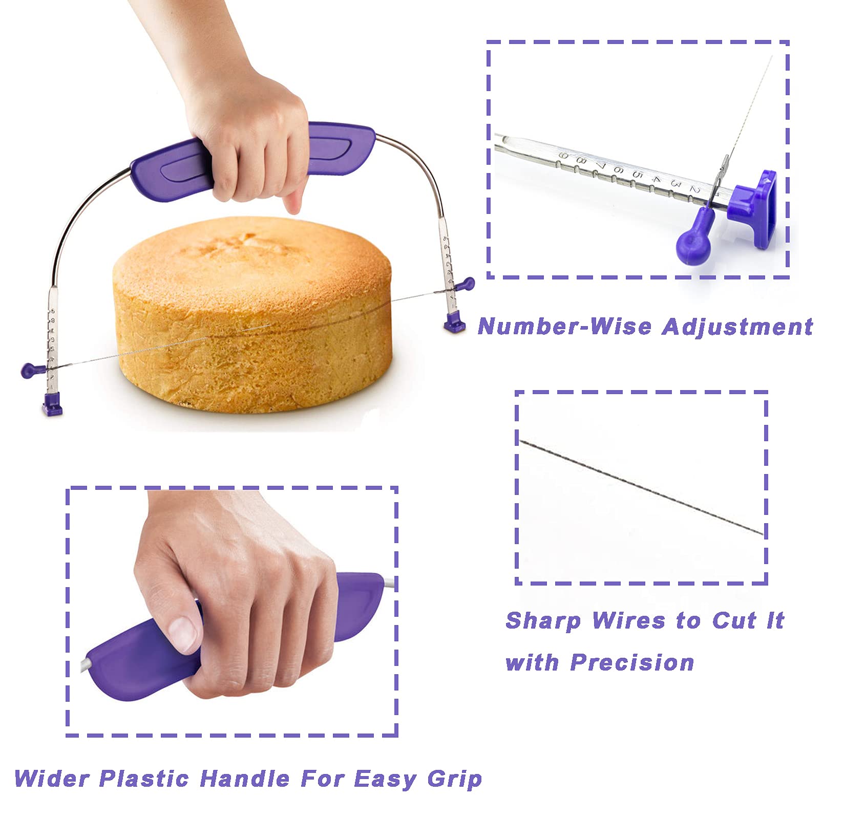 WAFJAMF Adjustable Cake Leveler Cutter - Professional 10 Inch Stainless Steel Wire Cake Slicer Tool for Perfect Layer Cakes | Ideal for Wedding, Birthday & Baking Enthusiasts