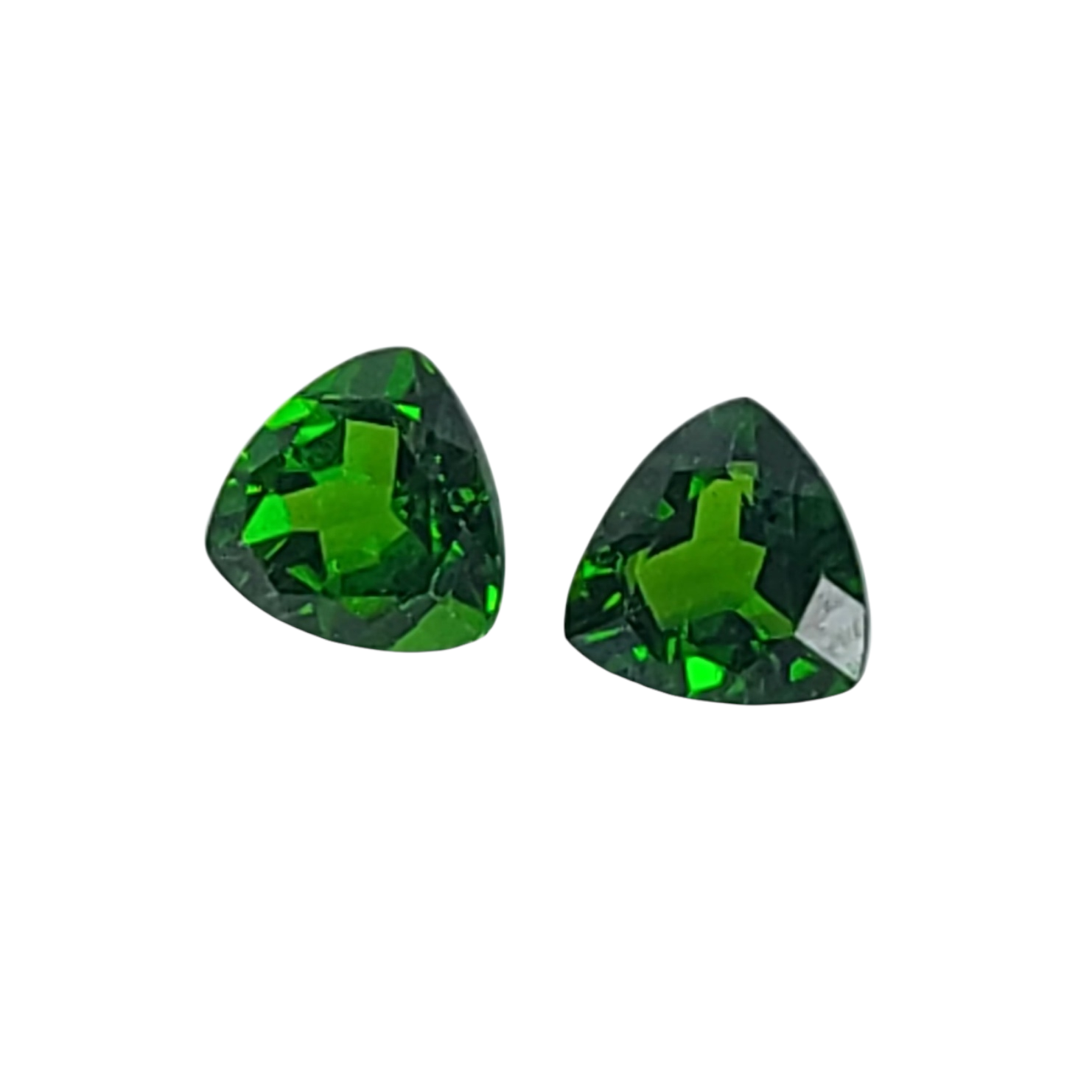 0.955tcw Natural Genuine African Tsavorite Green Garnet Pair - 5mm Trillion Cut VVS Loose Gemstones - January Birthstone for Jewelry Making & Engagement Rings