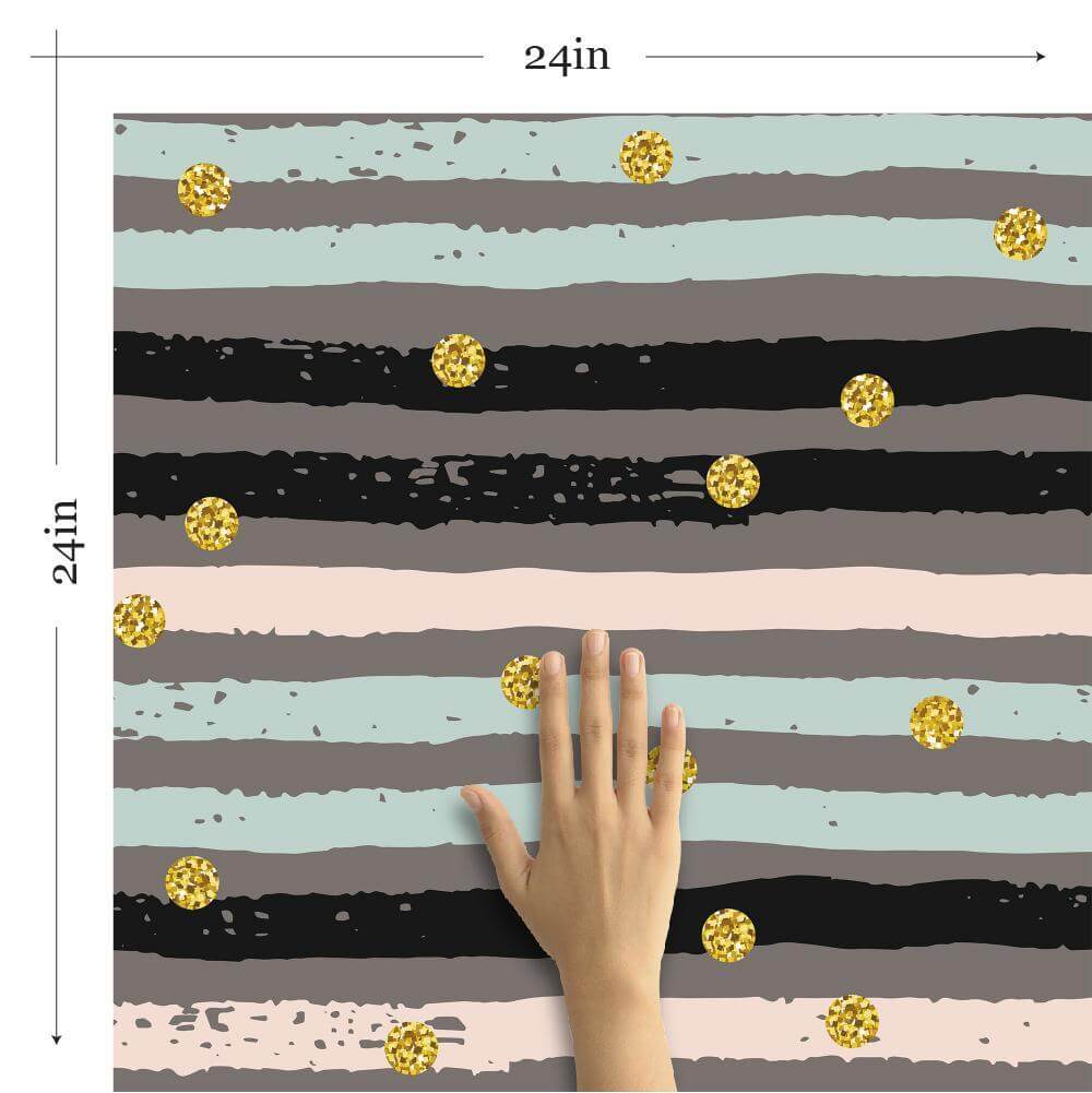 Yellow Grey Stripes Peel and Stick Removable Wallpaper for Teens - Self-Adhesive Decorative Wall Covering for Bedroom, Dorm Room, and Home Decor