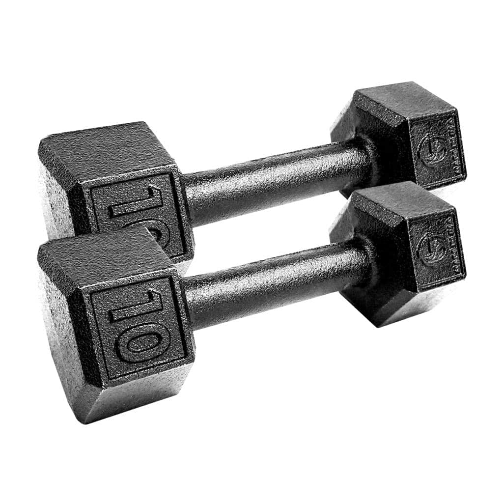 10lb Pair Cast Iron Dumbbells - Heavy Duty Home Gym Equipment for Strength Training, Weightlifting & Fitness Workouts - Perfect for Home Gym, CrossFit & Bodybuilding