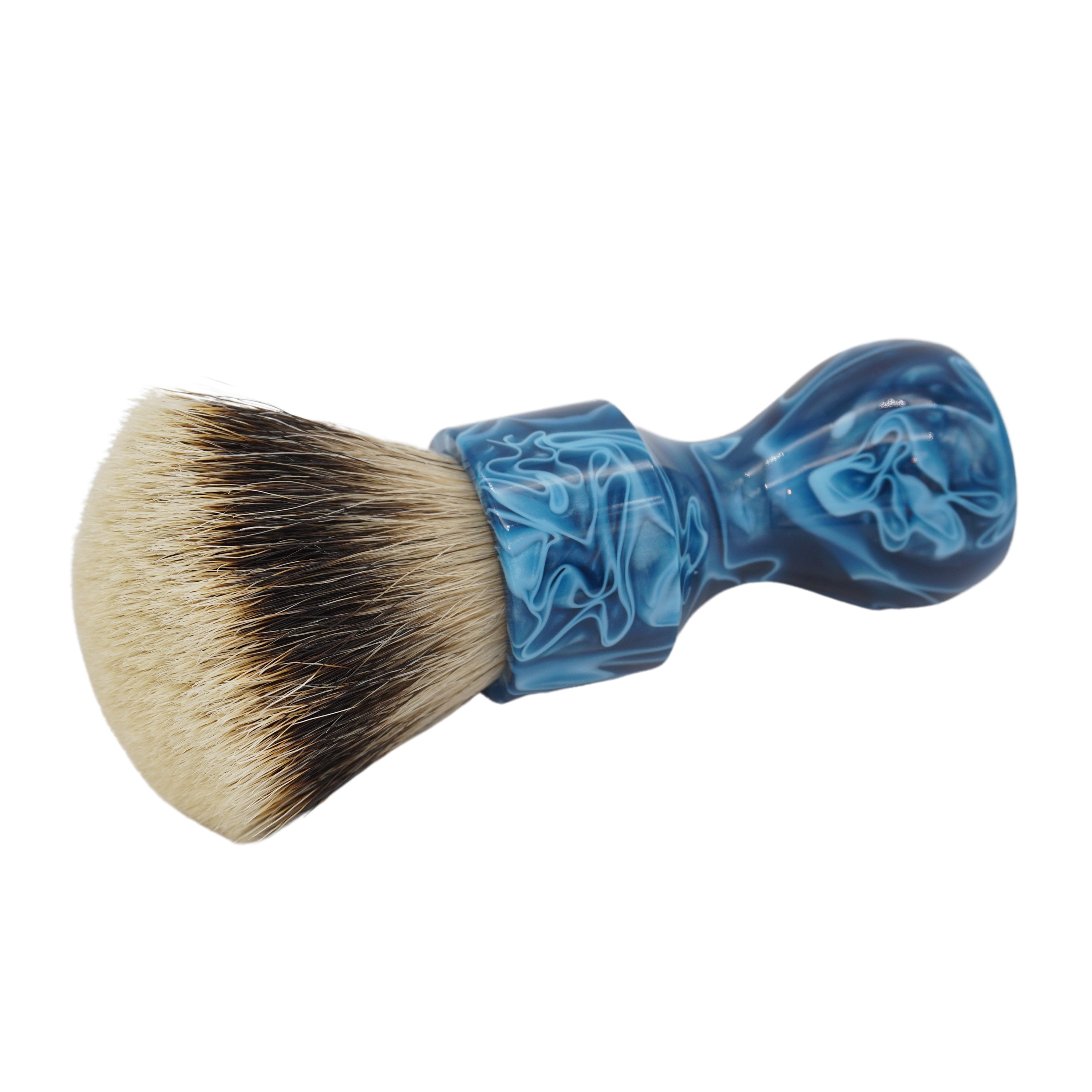 AP Shave Co. 28mm Gelousy SHD Fan Two Band Badger Shaving Brush - Premium Blue Handle for Wet Shaving & Grooming - Perfect for Beard Care, Lathering Creams & Luxury Shaving Routine