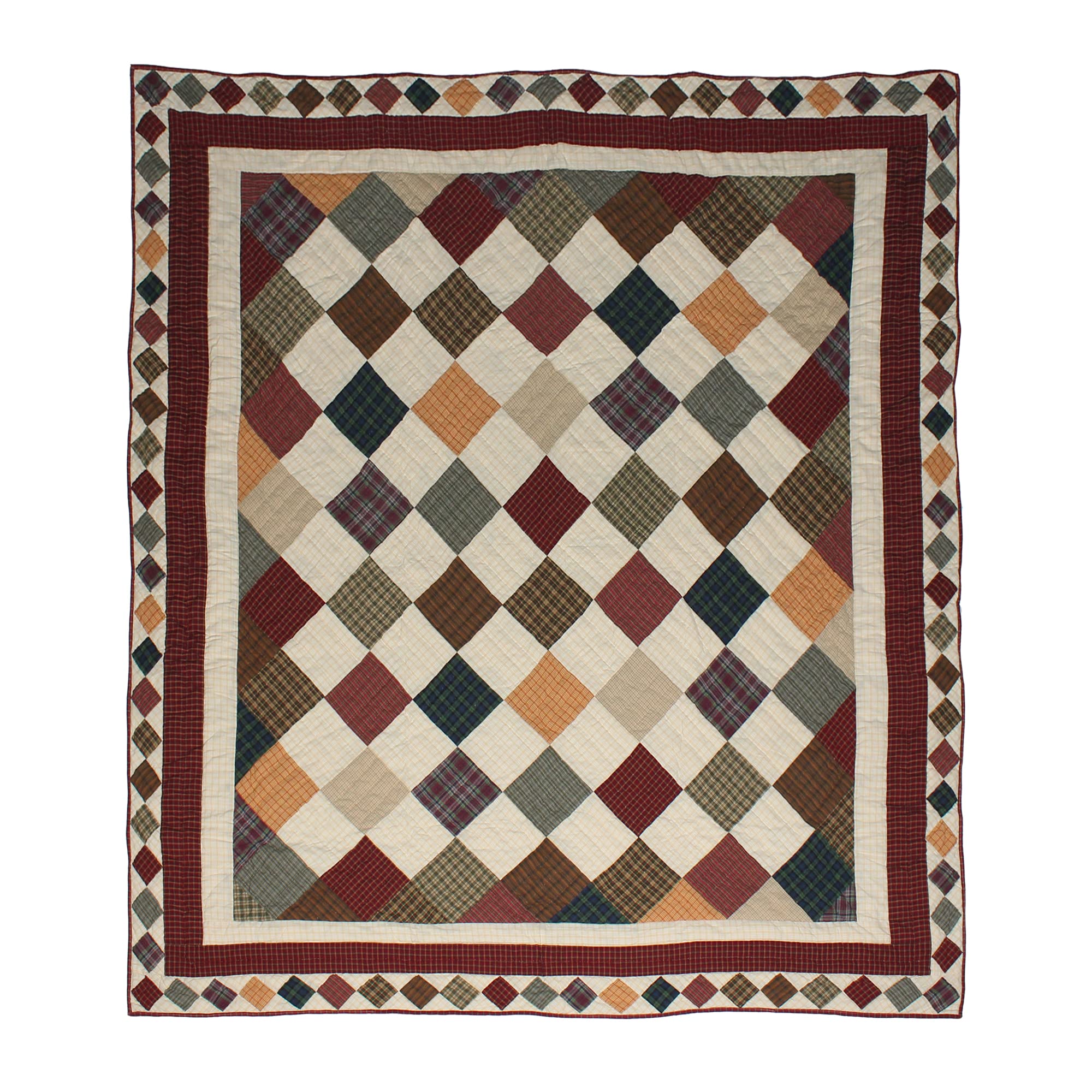 Rustic Ambers Twin Quilt Set - 3 Piece Handmade Cotton Patchwork Bedding (65