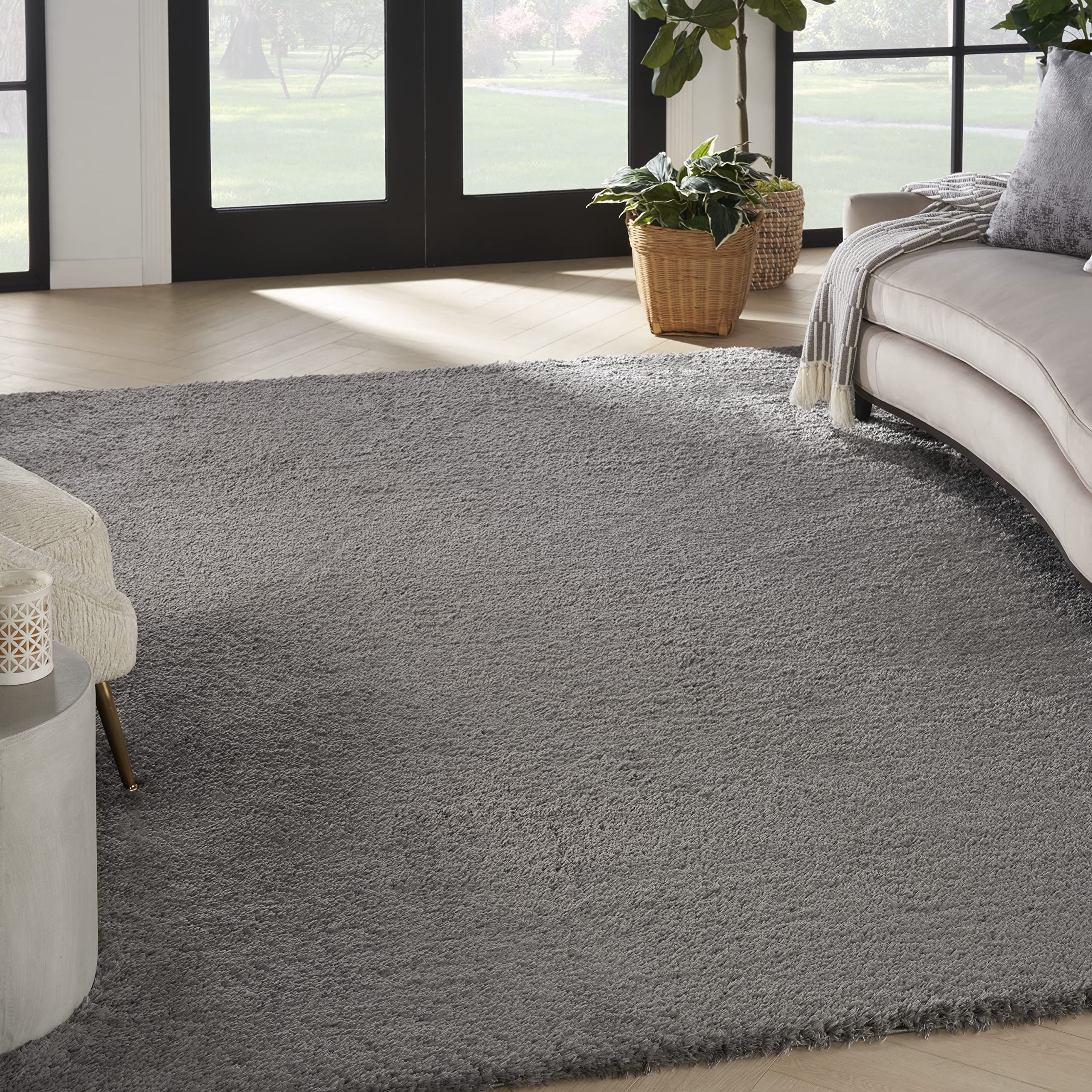 Nourison Premium Grey Shag Area Rug 9' x 12' - Soft Plush, Easy to Clean, Non-Shedding - Perfect for Bedroom, Living Room, Dining Room & Kitchen Decor