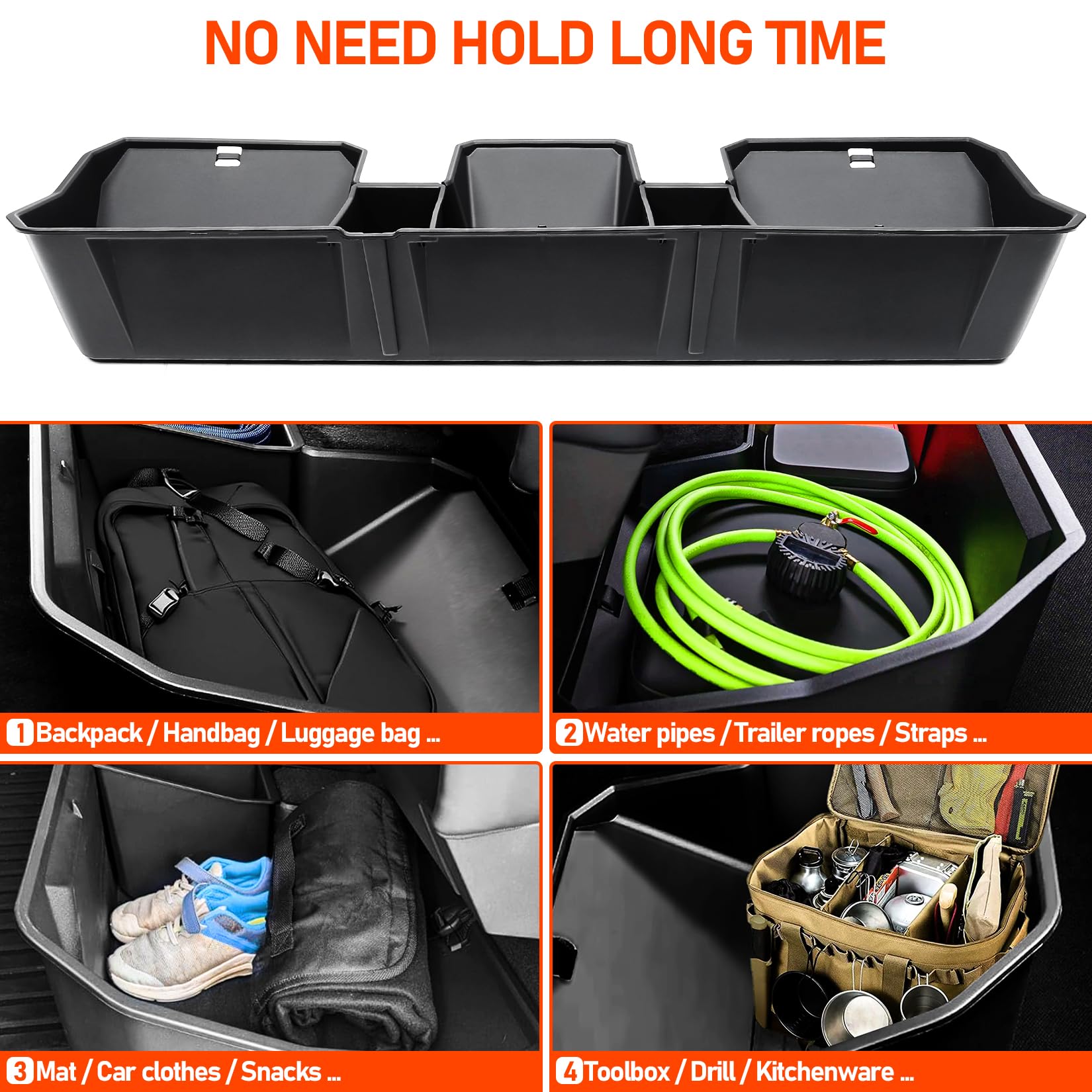 LEPZ Upgraded Rear Under Seat Storage Box Organizer for Tesla Cybertruck 2024 | Modular Second Row Cargo Tool Box | Perfect for Camping Gear, Tools & Truck Accessories Storage