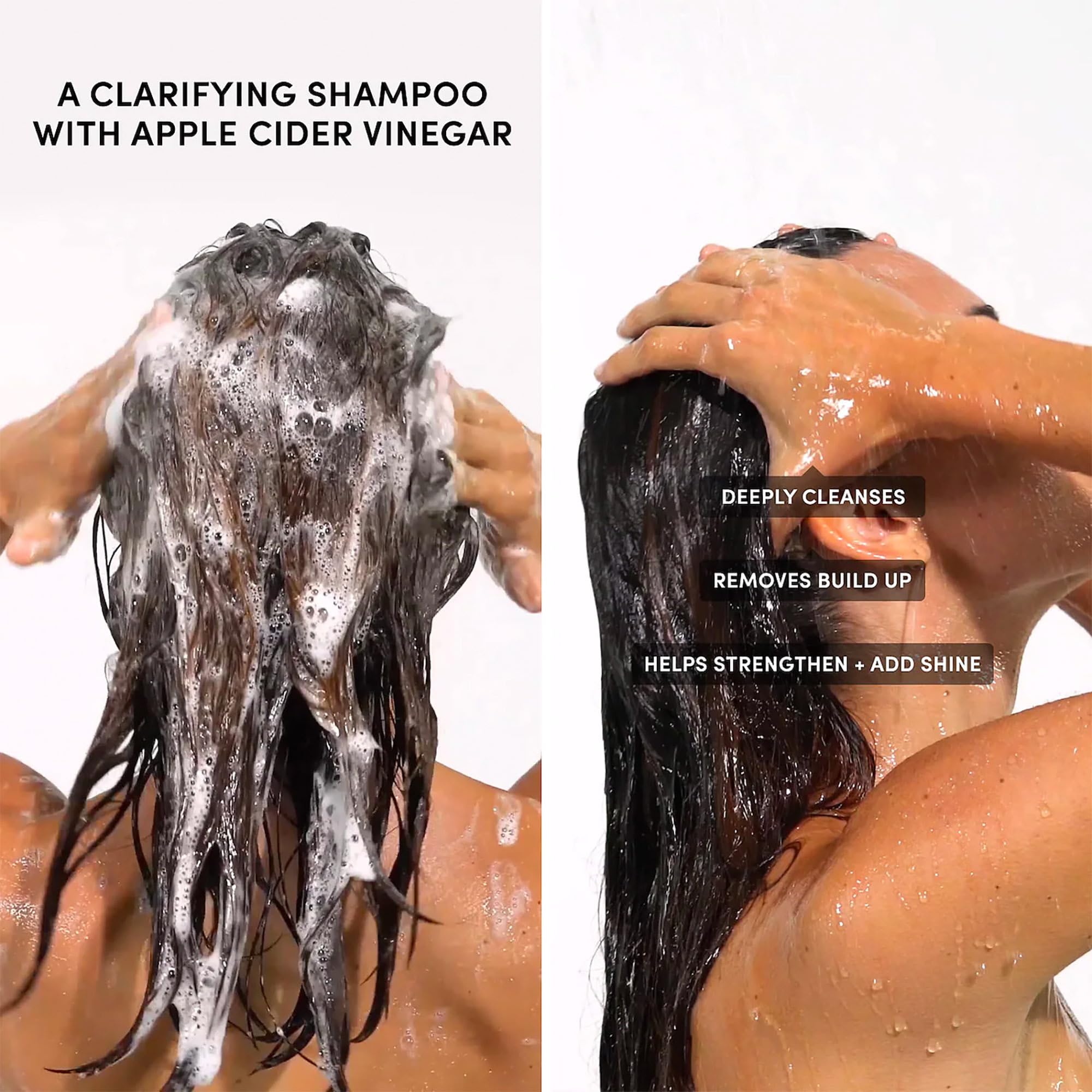 OUAI Detox & Clarifying Shampoo with Apple Cider Vinegar & Keratin - Sulfate Free Hair Care for Build Up, Oil, Product & Hard Water - 10oz + 32oz Refill Bundle (2 Count) - Perfect for Deep Cleansing & Refreshing Hair at Home or Salon