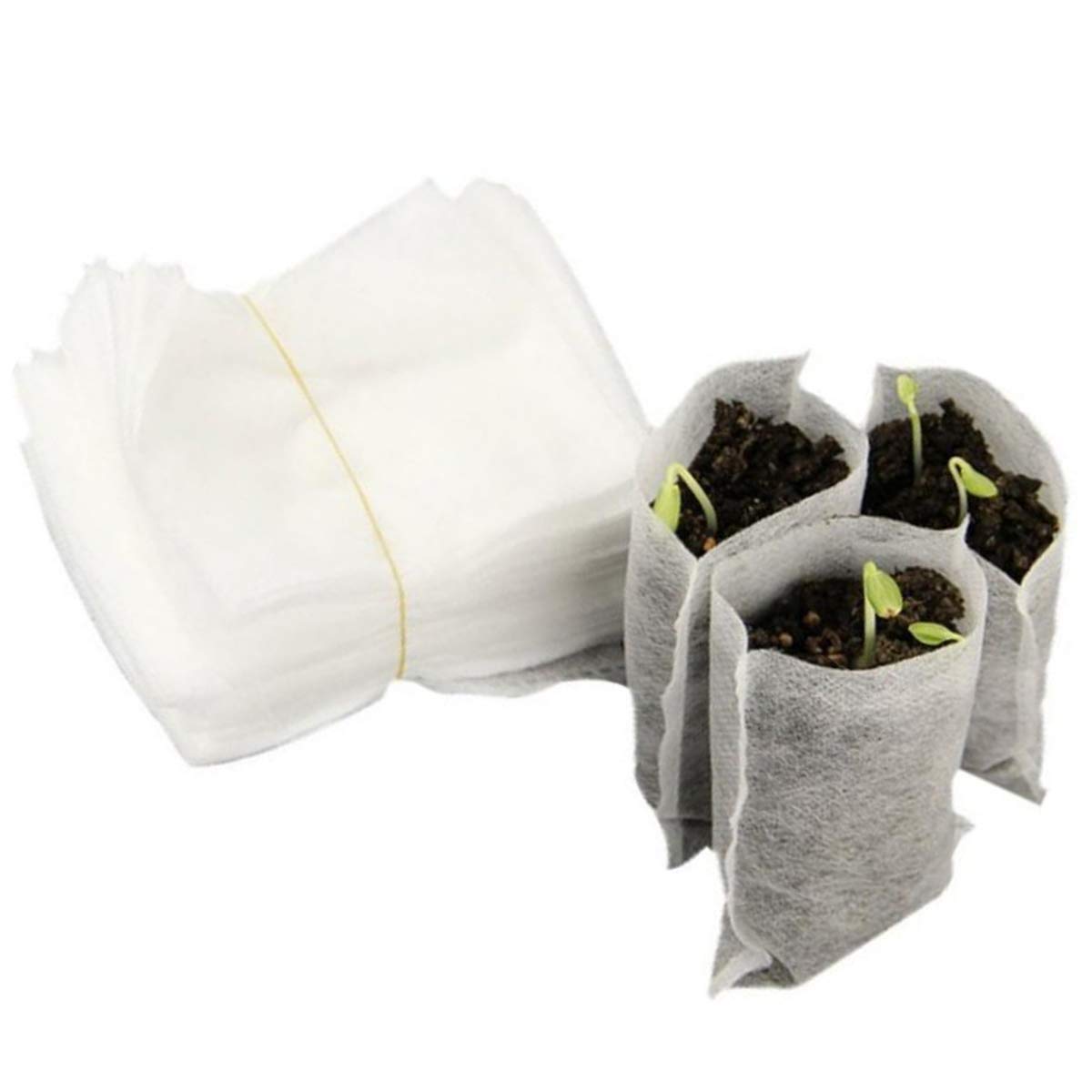 100pcs Biodegradable Non-Woven Nursery Bags - Eco-Friendly Plant Grow Bags for Seedlings, Gardening Pots & Planting Supplies | Perfect for Indoor/Outdoor Gardening, Greenhouses & Urban Farming