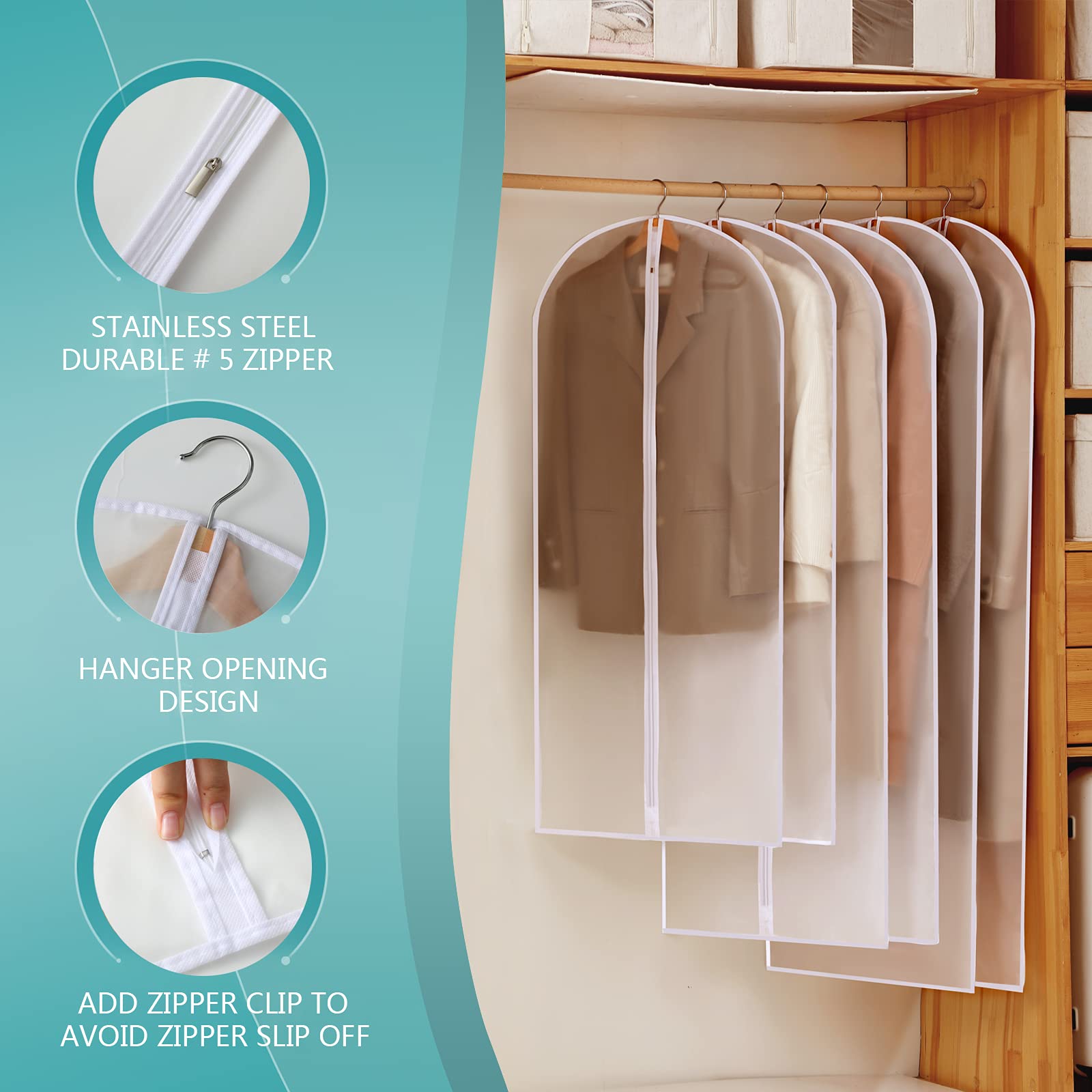 12 Pack Clear Hanging Garment Bags - 24