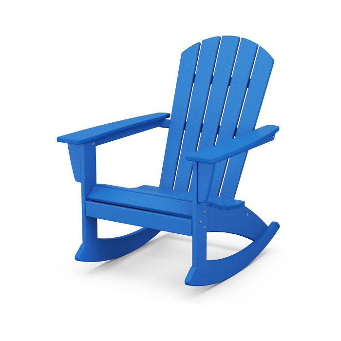 POLYWOOD Nautical Adirondack Rocking Chair - All-Weather Outdoor Rocking Chair for Patio, Deck, Garden & Beach - Durable & Comfortable Furniture