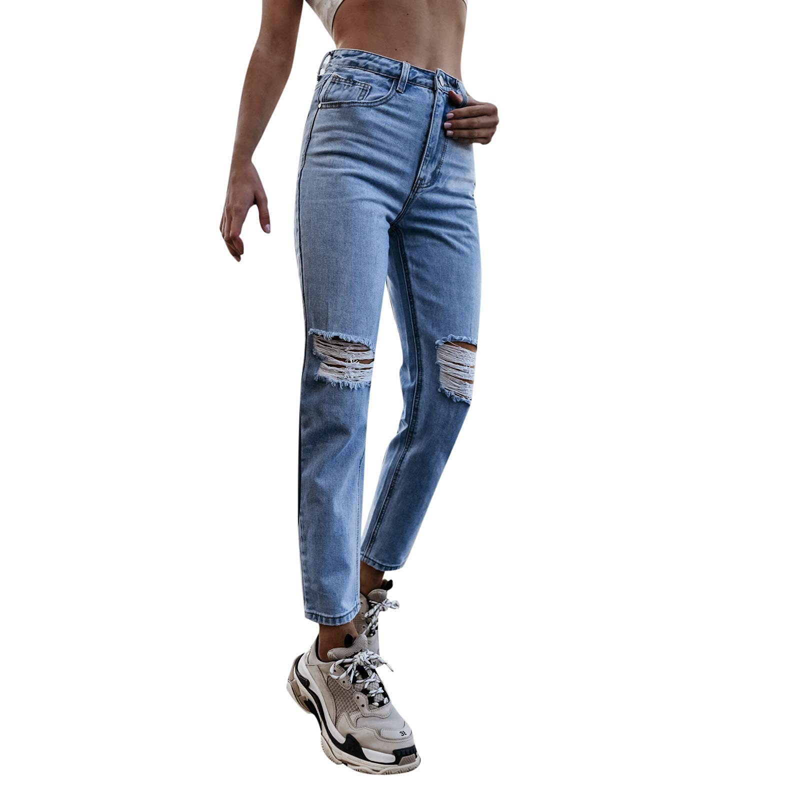 Petite Curvy Skinny Jeans for Women - High Waisted Stretch Ripped Denim | Perfect for Tall Girls & Casual Outings