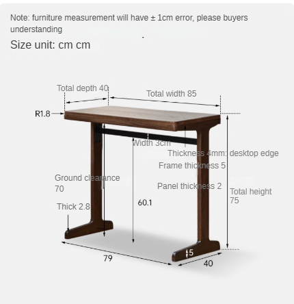 Solid Oak & Black Walnut Wood Computer Desk - Study Table with Bookshelf for Home Office, Gaming & Workspace Organization