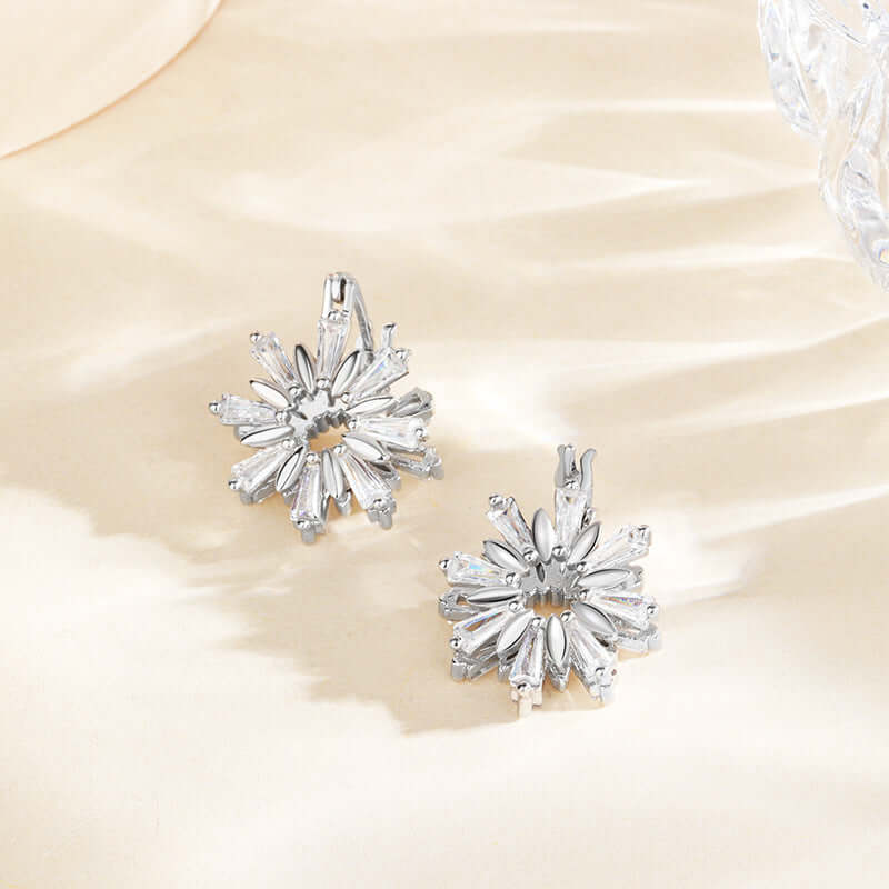 Petite Snowflake Leverback Stud Earrings for Women - Dainty Winter Jewelry Gift - A6173 | Perfect for Christmas, Holiday Parties & Winter Weddings