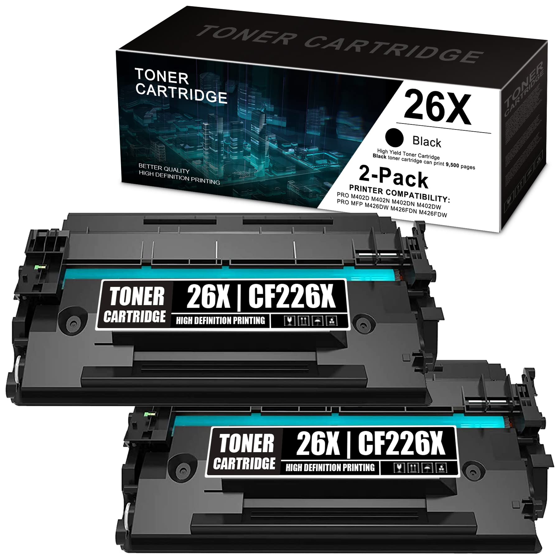 2-Pack Black HP M402-M403 Toner Cartridge - High Yield Replacement for Office Printers