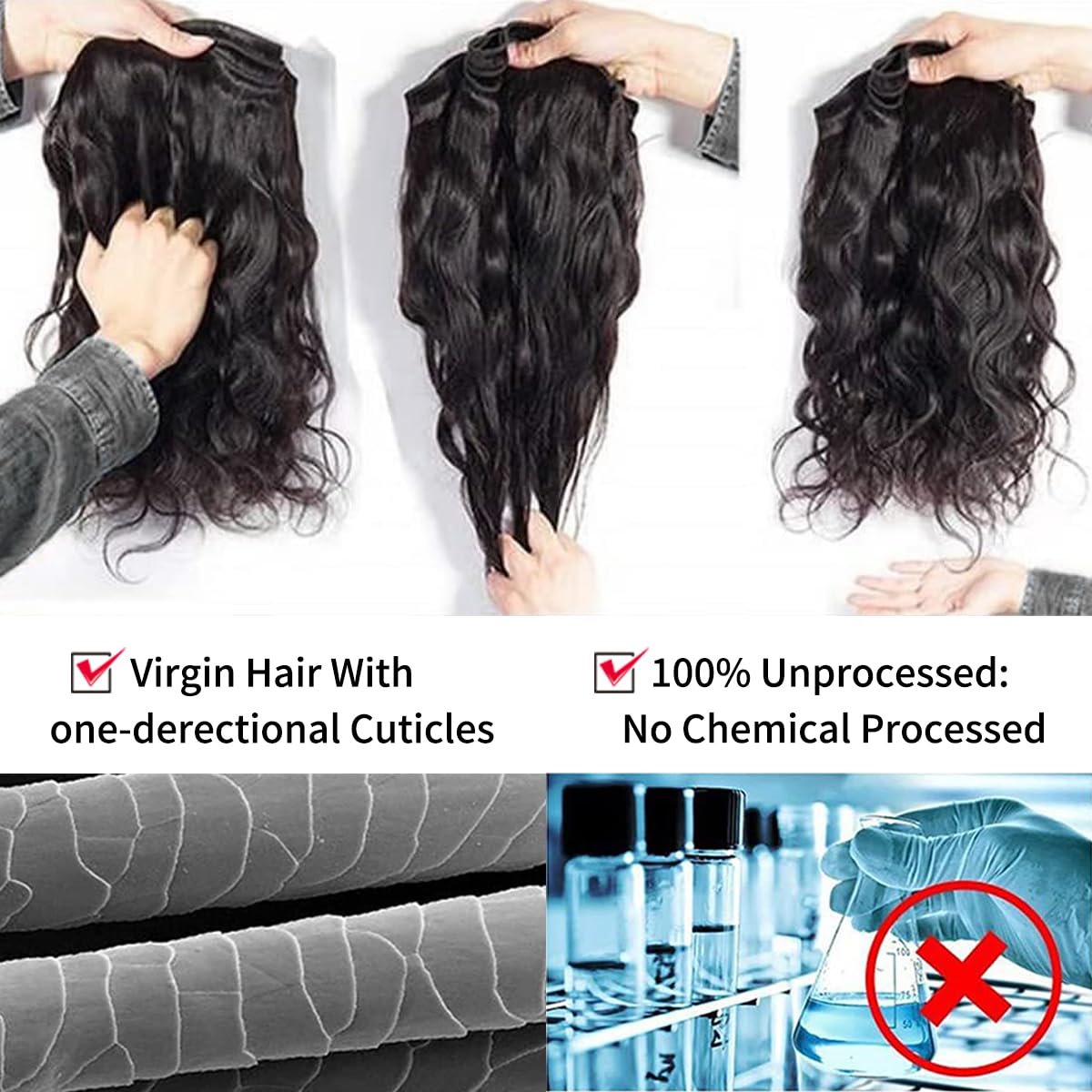 100% Unprocessed Brazilian Virgin Human Hair Bundles 14A Body Wave - 20 22 24 26 Inch (4 Bundles) - Natural Black Color for Hair Extensions & Styling - Perfect for Daily Wear, Parties & Special Occasions