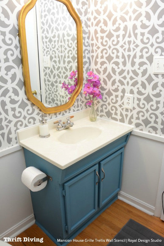 Mansion House Grille Trellis Wall Stencil - DIY Home Decor Stencil for Wall Painting, Furniture & Crafts - Perfect for Bedroom, Living Room & Garden Projects