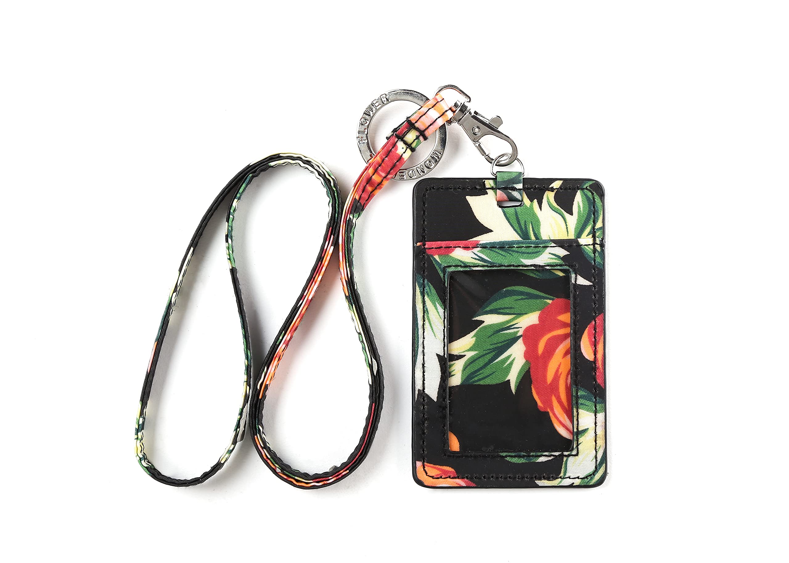 Floral ID Badge Holder with Lanyard - Night Rose Design for Work, School & Events | Adjustable ID Card Holder for Nurses, Teachers & Office Professionals