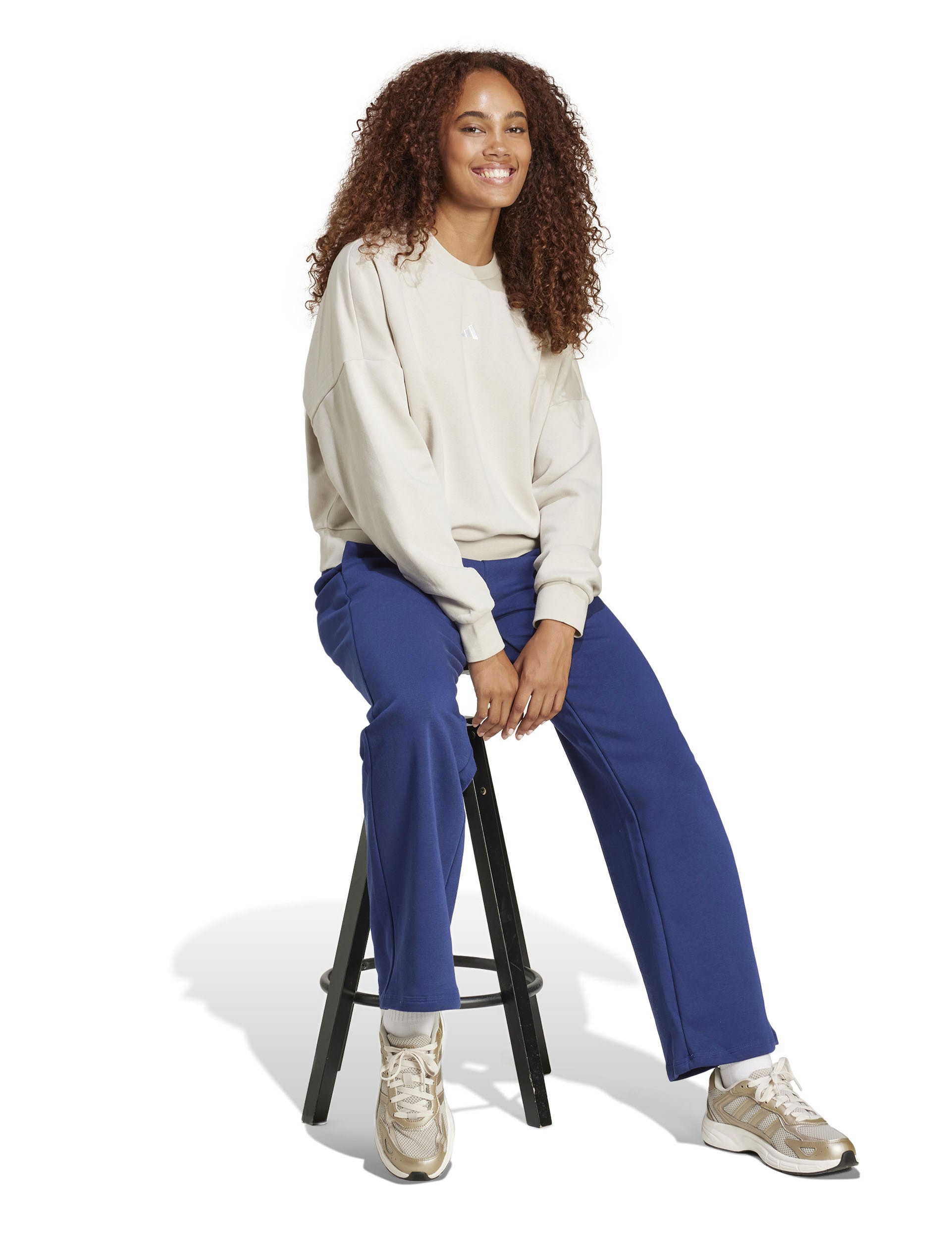 Essentials Small Logo Cozy Open Hem Joggers - Dark Blue/White | Comfortable Lounge Pants for Home, Gym & Casual Wear