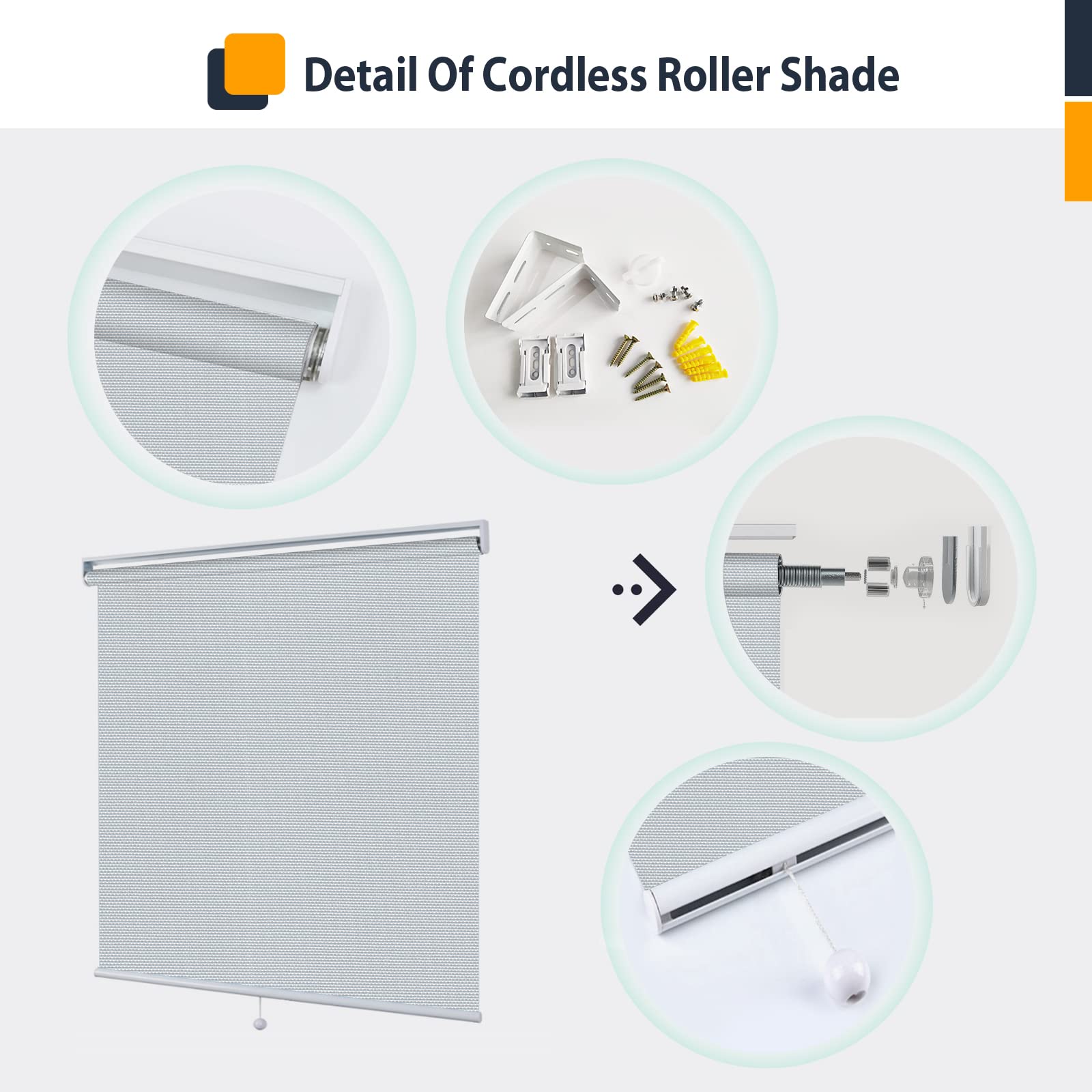 Blackout Cordless Roller Shades - Light Grey Thermal Insulated Window Blinds with UV Protection & Valance | Perfect for Bedroom, Living Room & Office Privacy