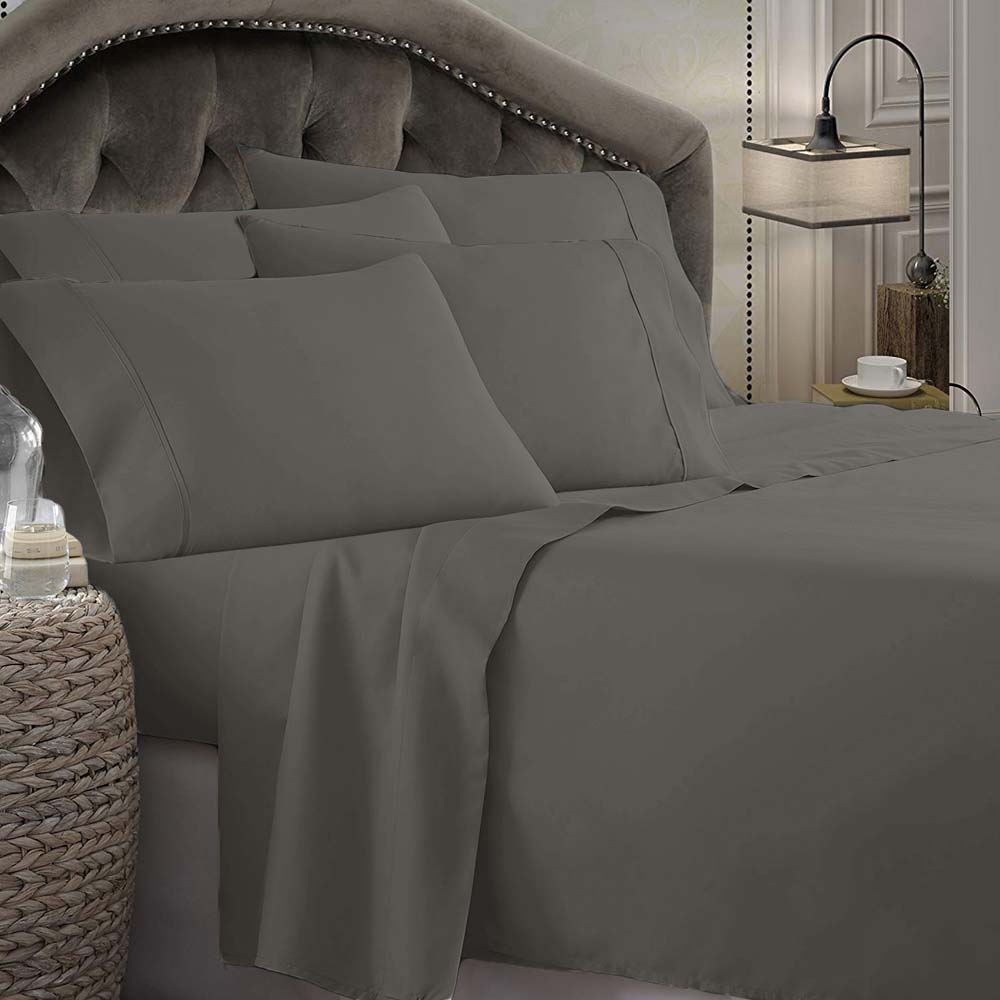 1800 Series Microfiber Sheet Set - Charcoal Gray, Double Bed Size, Ultra Soft & Breathable for All-Season Comfort | Perfect for Master Bedroom, Guest Room, or Dorm Use