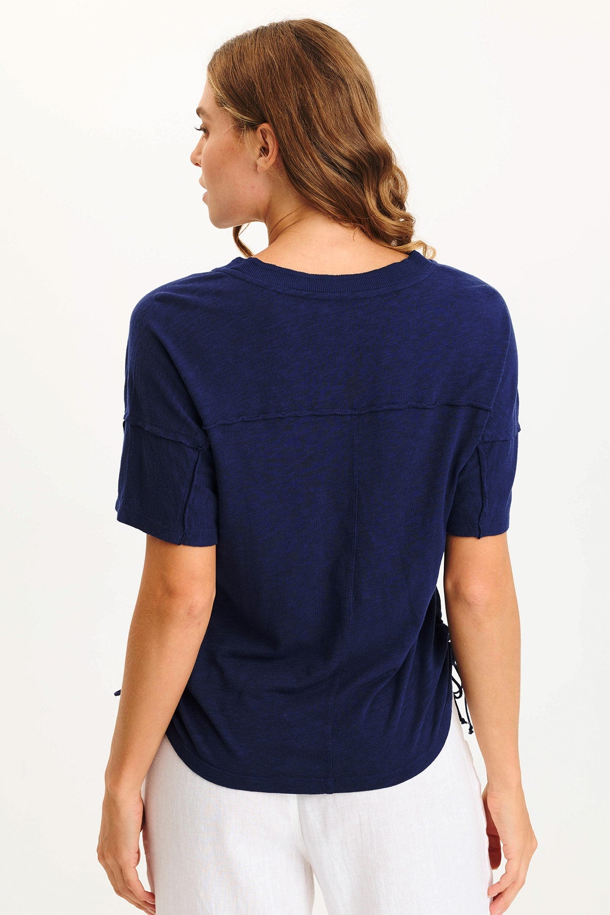 Siwa Jersey Split Collar V Neck Tee - Soft Cotton Women's T-Shirt for Casual Wear & Everyday Outfits