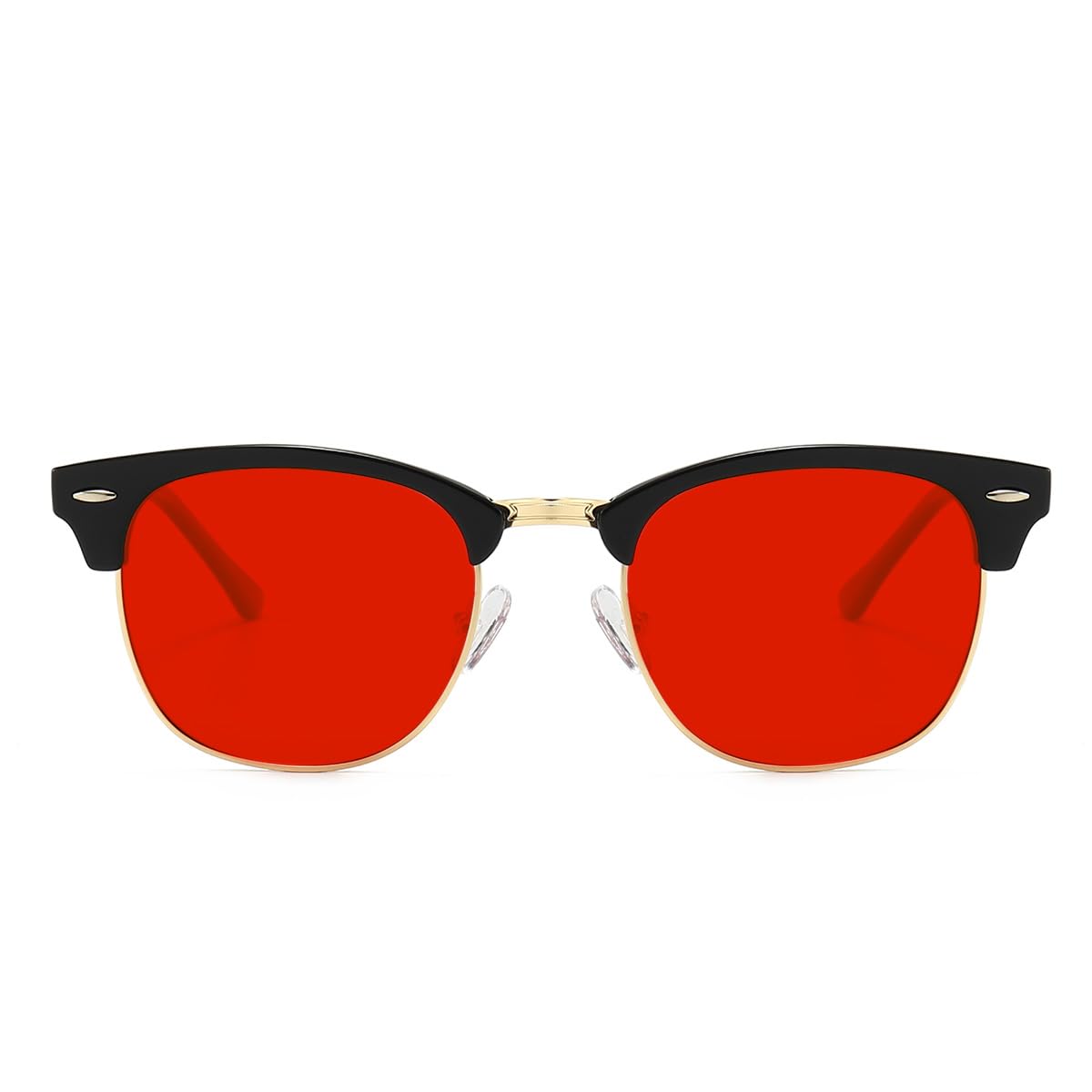 Polarized Browline Sunglasses for Men & Women - Classic Semi-Rimless Retro Frame with UV400 Protection - Perfect for Driving, Beach & Outdoor Activities