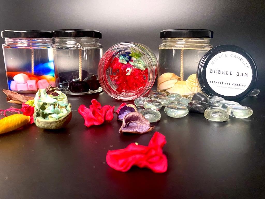 Mirage Scented Gel Candles - Shell Design with Bubblegum Fragrance, 200ml Clear Gel Wax Candle (75+ Burning Hours) | Includes Potli Bag & Free Sample | Perfect for Home Decor, Relaxation & Gift Giving