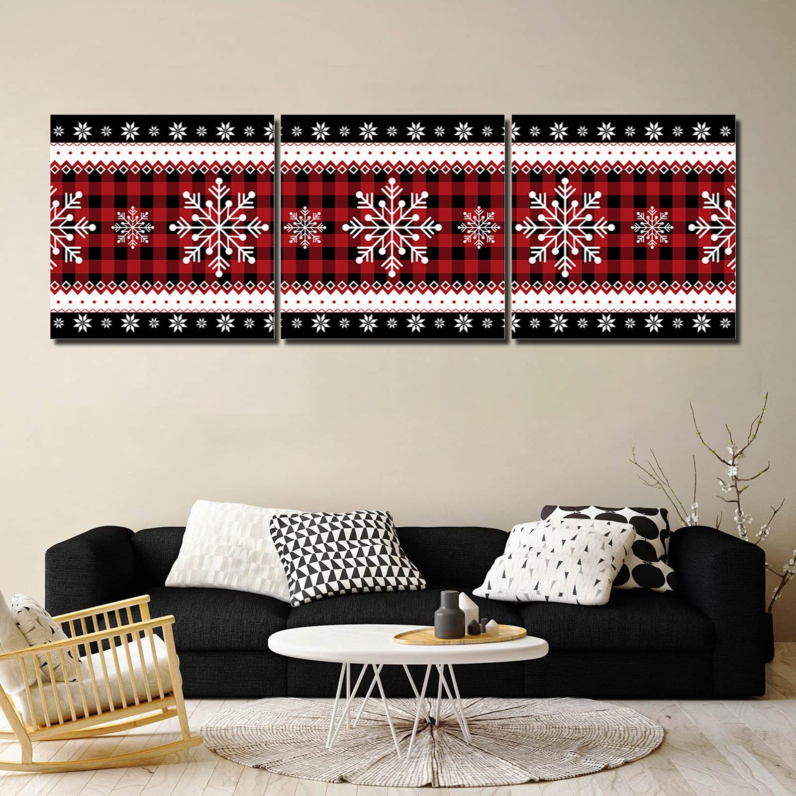 Buffalo Plaid Christmas Snowflake Canvas Wall Art - 20
