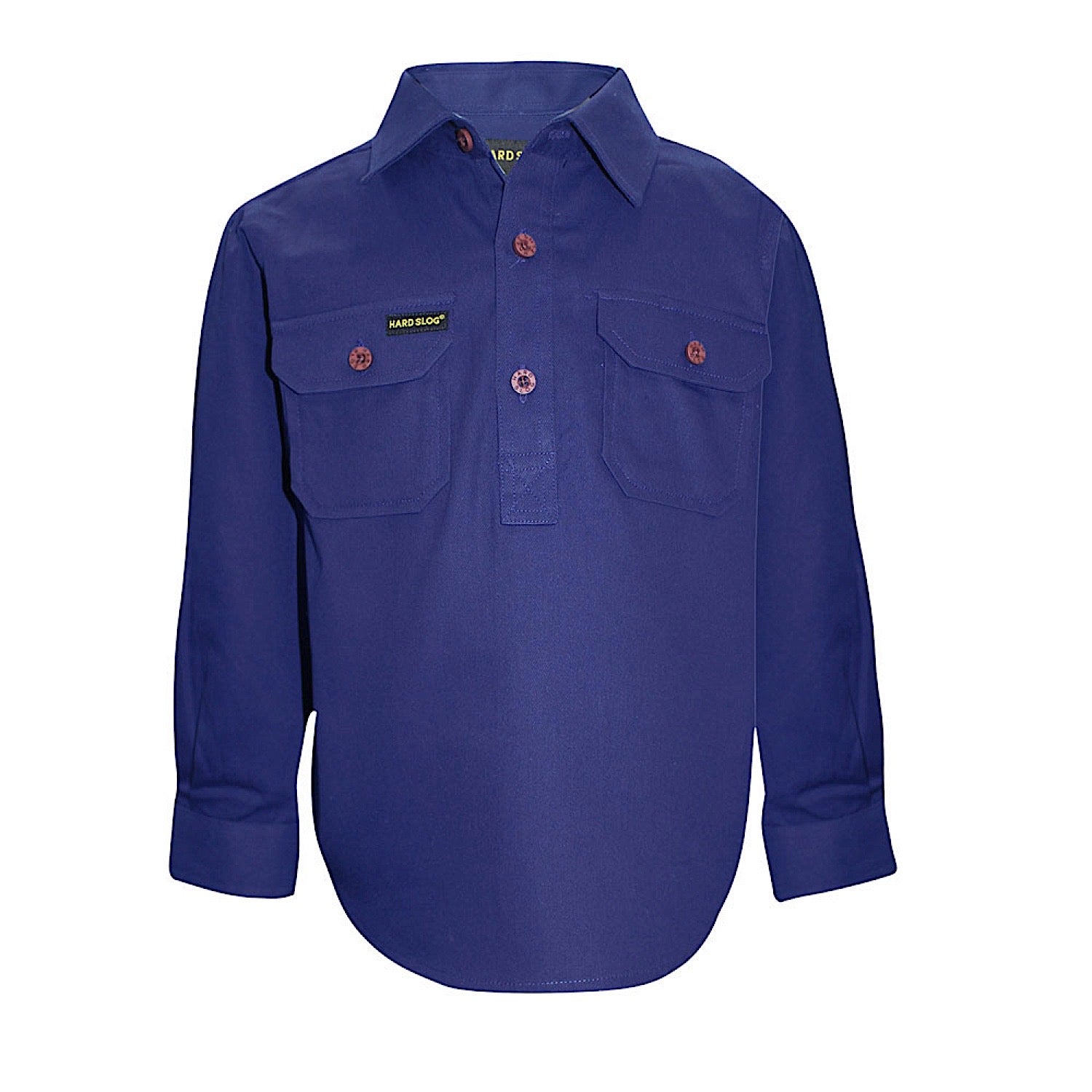 Hard Slog Kids Half Placket Lightweight Cotton Shirt - Royal Blue | Casual Wear & School Uniform for Boys & Girls