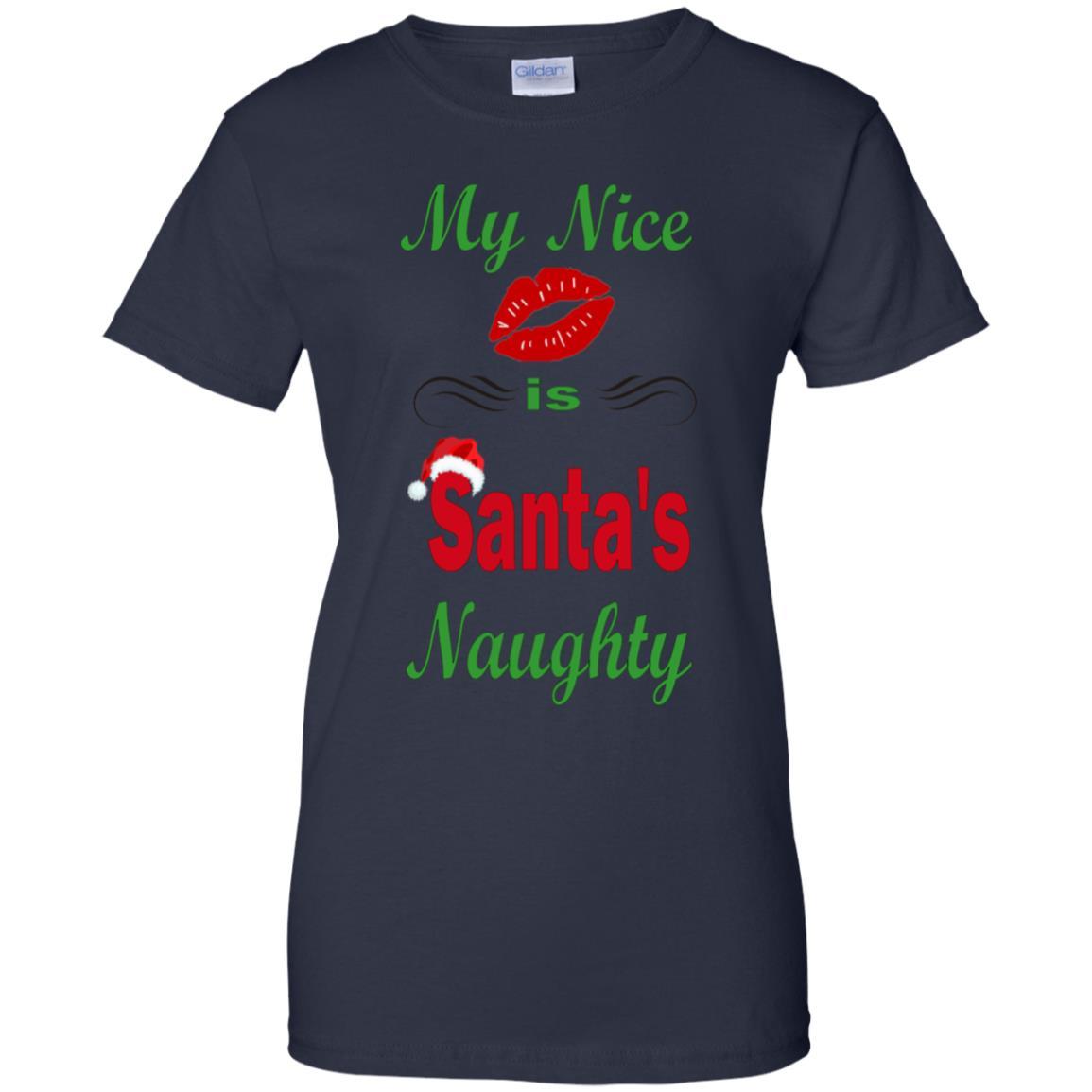 WineyBitches.co Santa's Naughty Ladies' 100% Cotton T-Shirt - Funny Christmas Gift for Women, Holiday Party Outfit, Casual Wear