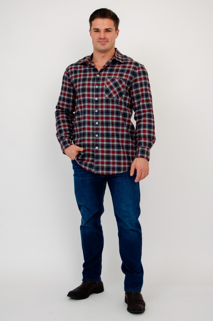 Stylish Cory Men's Burgundy Plaid Cotton Shirt - Perfect for Casual Wear, Office & Outdoor Activities