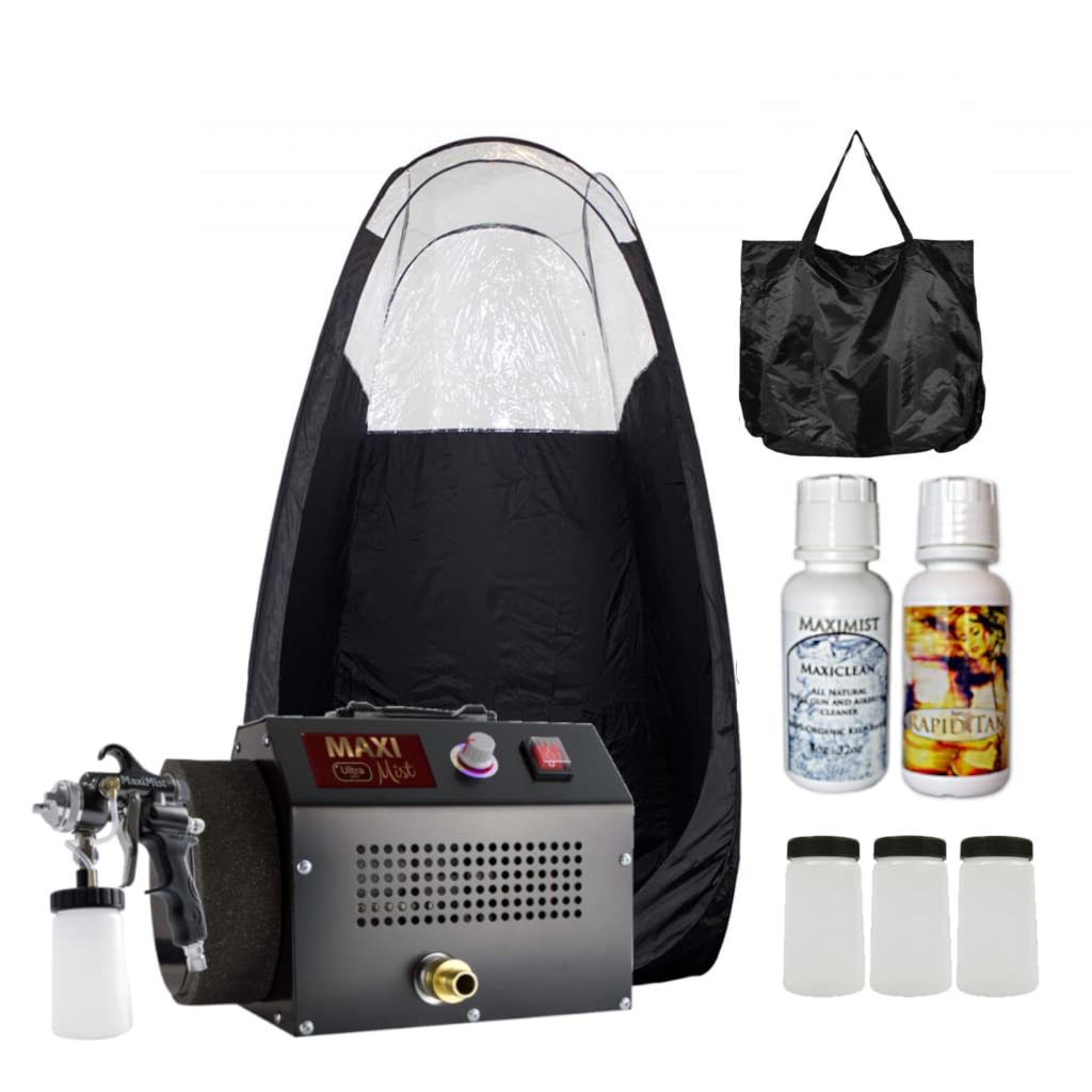MaxiMist Ultra Pro Professional Spray Tanning Machine Kit with Black Tent - Perfect for Salon, Home Use & Mobile Tanning Services