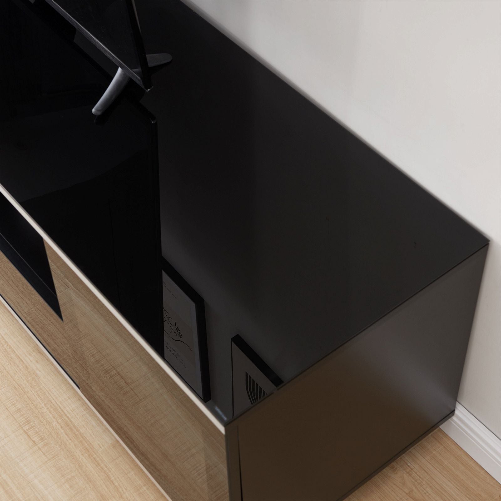 TAURIS™ TITAN 2100 Modern TV Stand with Storage - Black Entertainment Center for Living Room, Bedroom & Home Theater Setup