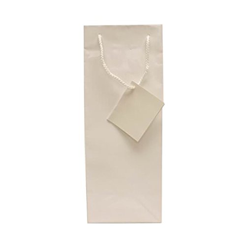 JAM PAPER Wine Gift Bags Bulk 100-Pack - 5 x 12.75 x 4 Inches White Glossy Wine Bottle Bags - Perfect for Wedding Favors, Party Gifts & Holiday Presents