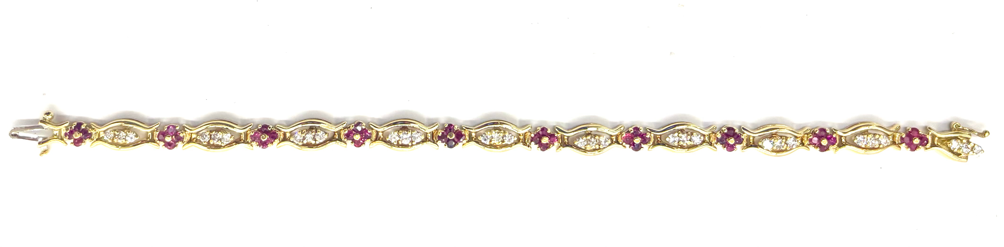 18K Gold Diamond & Ruby Cutout Bracelet for Women - Elegant Stackable Jewelry for Parties, Weddings & Special Occasions