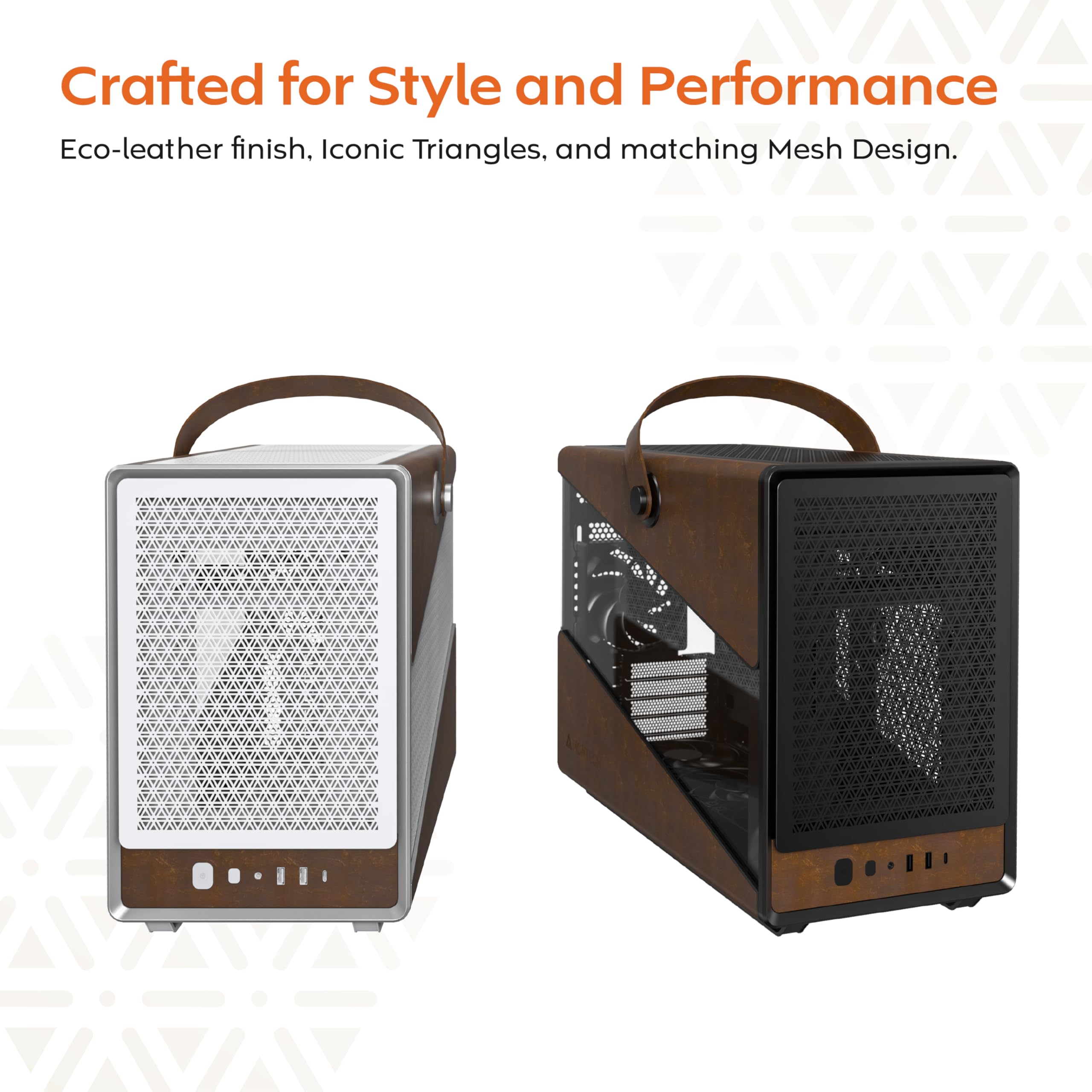 MontECH Heritage PRO mATX Gaming Case - Compact Leather Chassis with Signature Handle, Supports RTX 50 Series GPUs, ATX PSU & 360mm AIO, 4 Pre-Installed Fans, Headphone Hanger - Black (PRO) | Perfect for Compact Gaming Setups & LAN Parties