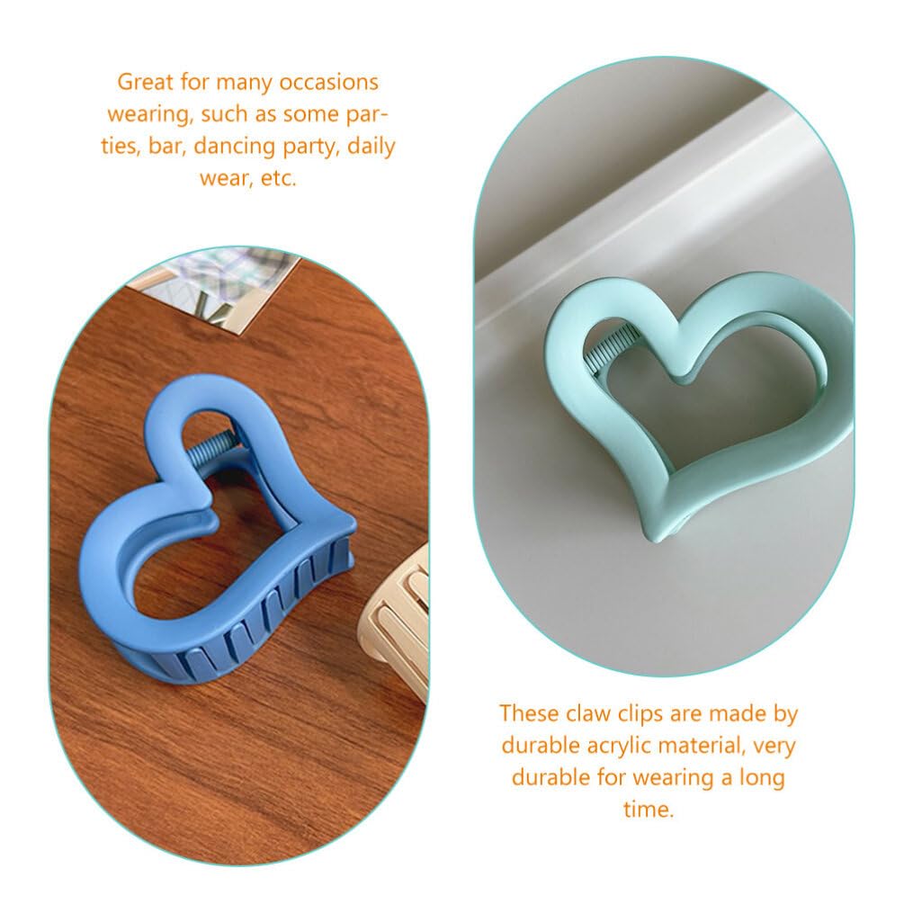 Mobestech 9Pcs Heart Shaped Hair Claw Clips - Matte Acrylic Non-Slip Hair Clips for Women & Girls | Fashion Hair Accessories for Ponytails, Buns & Everyday Styling