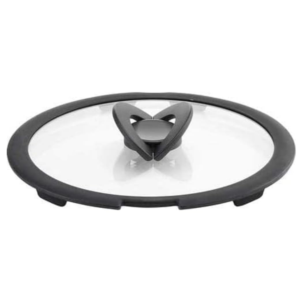 Lagostina Ingenio Induction Glass Lid - 26 cm Black & Transparent Cookware Cover for Induction Cooktops - Perfect for Saucepans, Frying Pans & Stock Pots