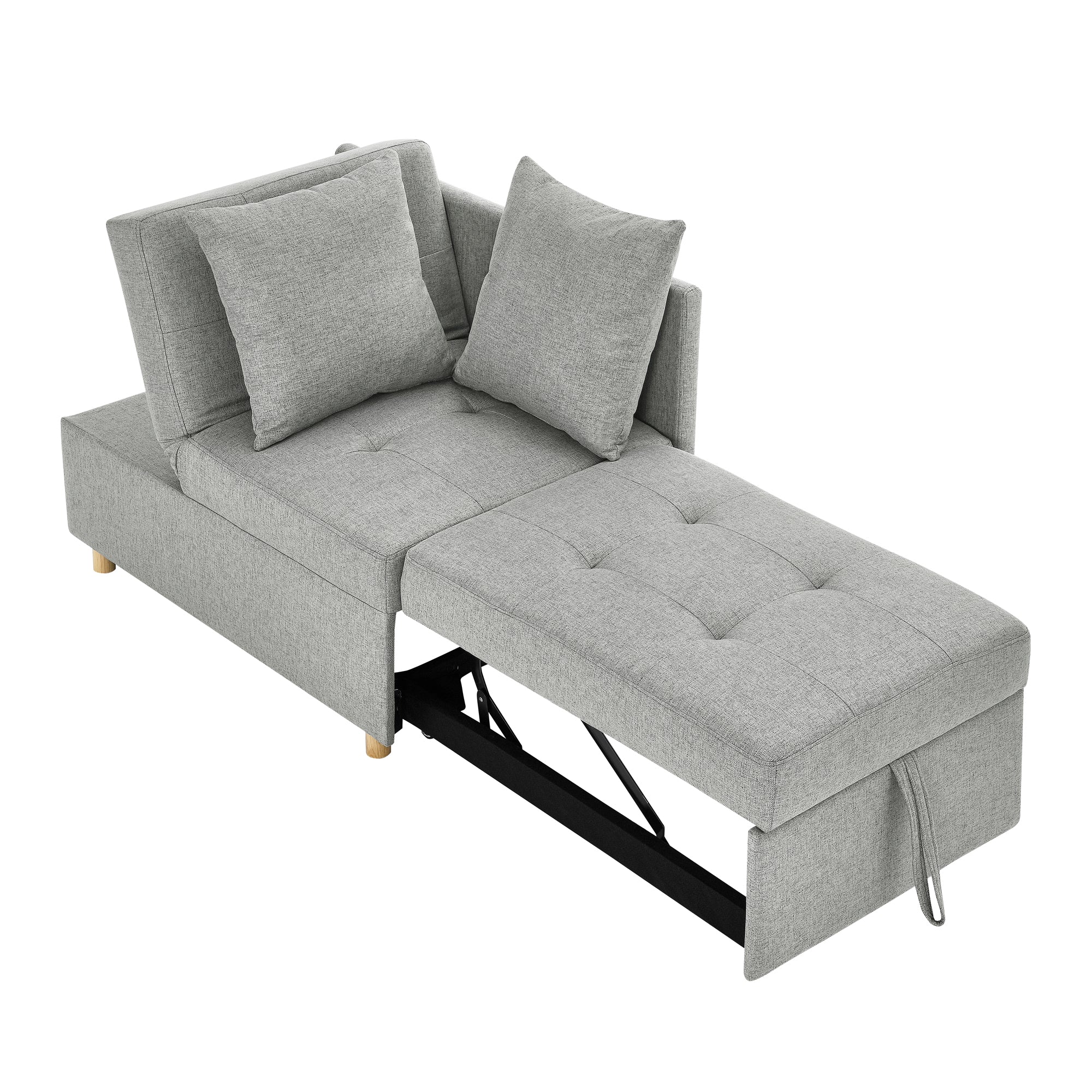 Convertible Sleeper Sofa Chair with Adjustable Backrest & Recliner - Pullout Sofa Bed with Wheels for Small Spaces - Modern Linen Fabric Living Room Furniture (Grey) - Perfect for Apartments, Dorms & Guest Rooms