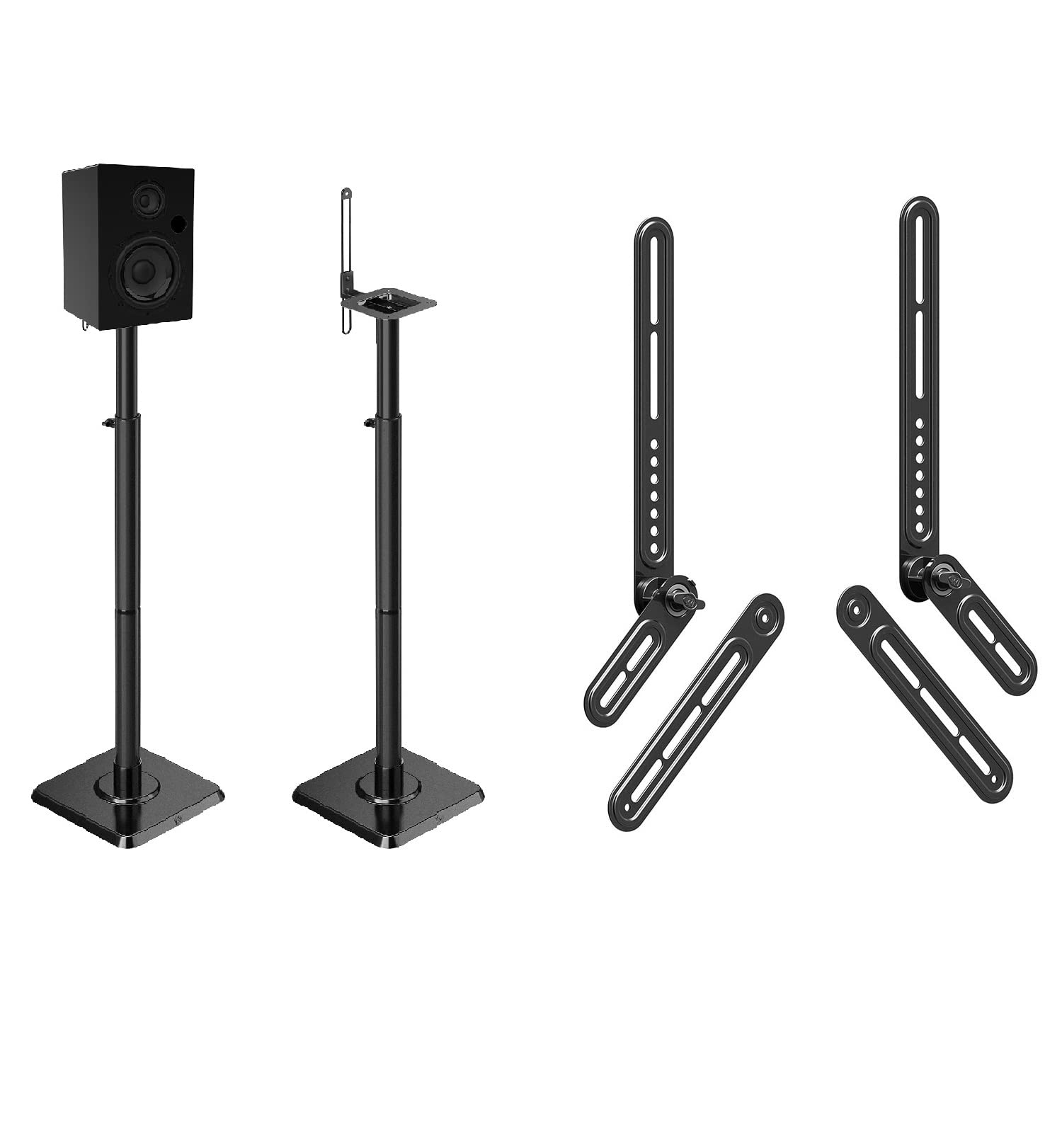 Mounting Dream Adjustable Speaker Stands Pair - Universal Satellite Speaker Stands for TVs & Soundbars, Holds Up to 22 lbs with Detachable Extension - Perfect for Home Theater & Gaming Setup (Model MD5421)