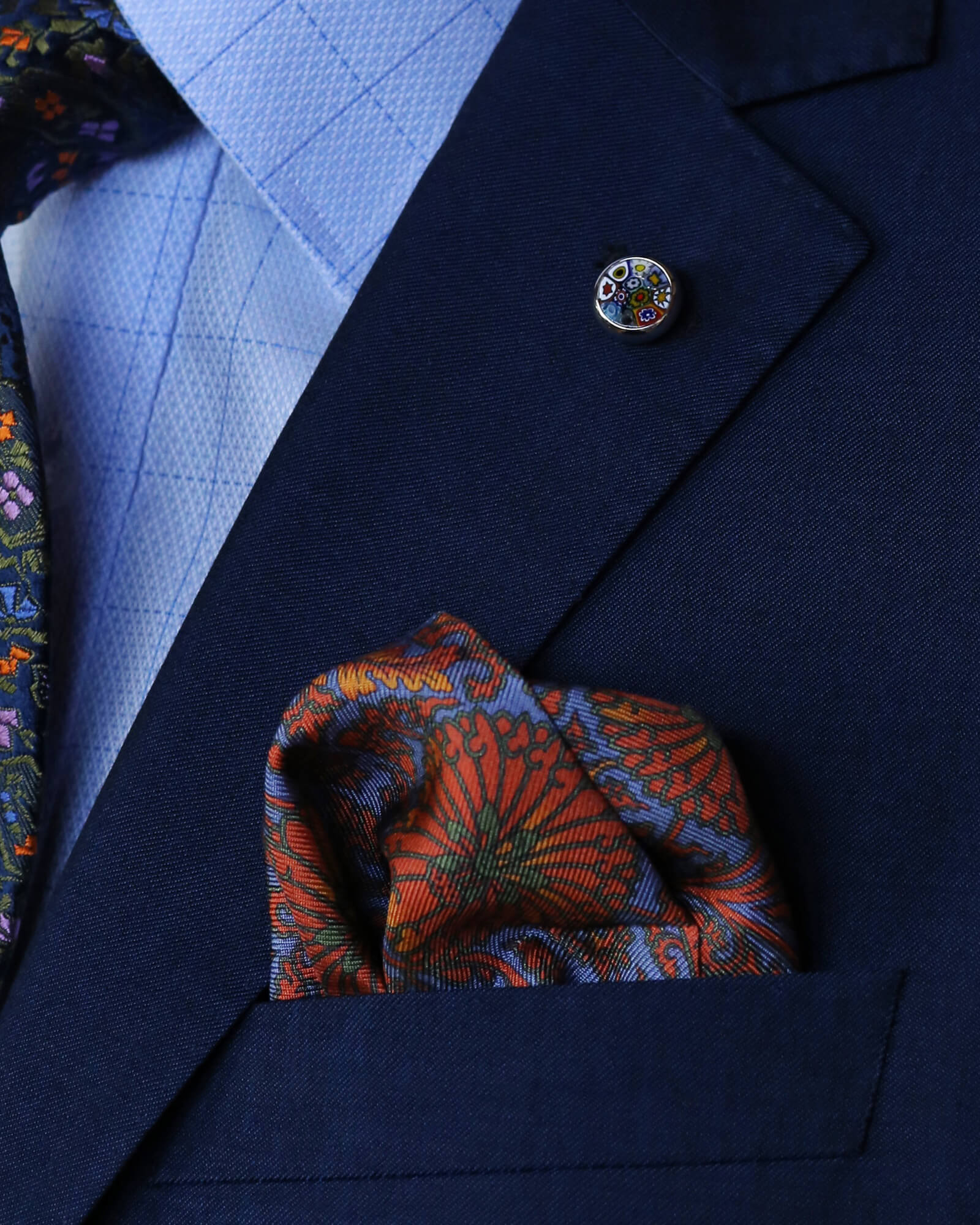 DÉCLIC Priory Reversible Pocket Square - Premium Steel Design for Men's Formal Attire | Perfect for Weddings, Business Meetings & Special Occasions
