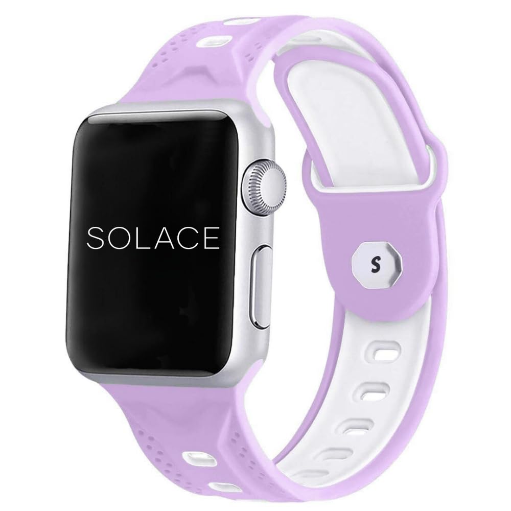Solace Band Geo Soft Silicone Breathable Sport Watch Band for Apple Watch 38mm 40mm 41mm 42mm 44mm 45mm - Compatible with iWatch SE Series 7/6/5/4/3/2/1 - Replacement Wristband for Men & Women - Perfect for Running, Gym & Daily Wear