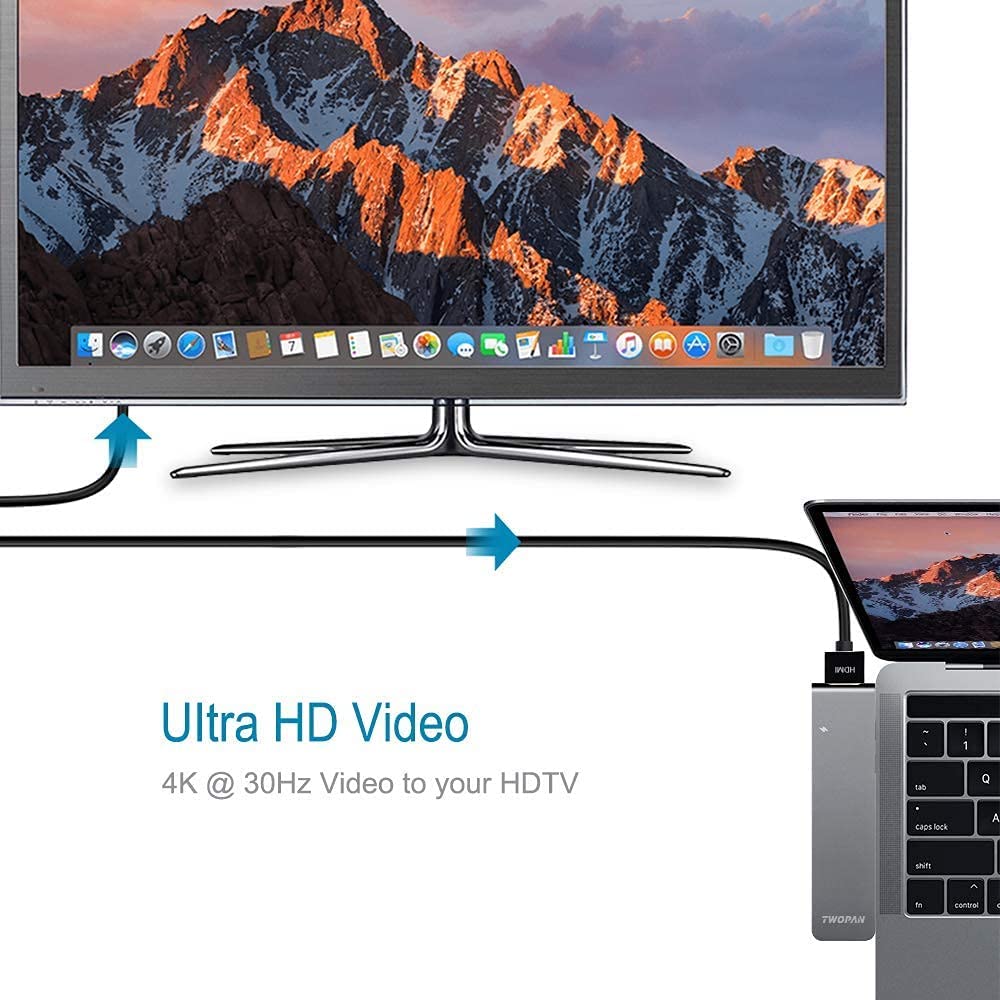 MacBook Pro USB C Hub & USB C to USB 3.0 Adapter - 7-in-1 Multi-Port Adapter for MacBook Air/Pro 2021-2019, 13