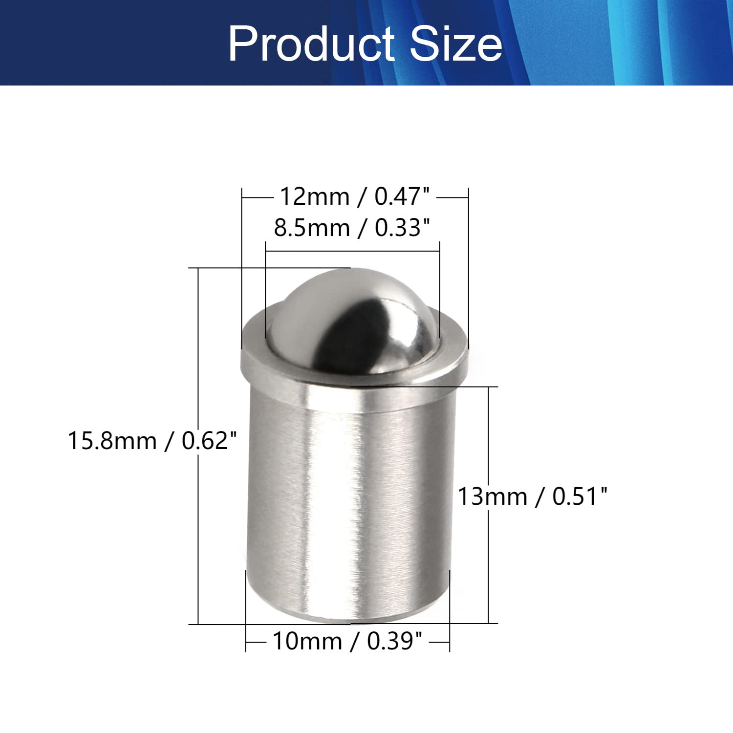 2Pcs Stainless Steel Ball Plunger Cabinet Door Latch - 0.39
