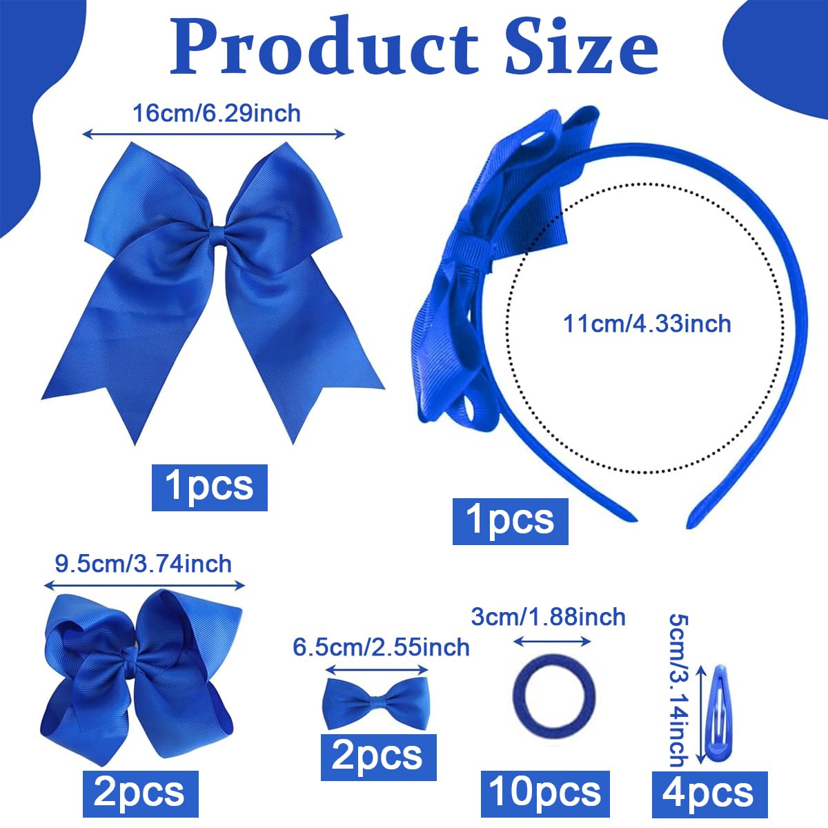 MAYCREATE® 20pcs Cute Bow Hairband Set for Girls - Hair Bows, Headbands, Clips & Ties Kit - Perfect for School, Parties & Daily Styling - Toddler & Kids Hair Accessories